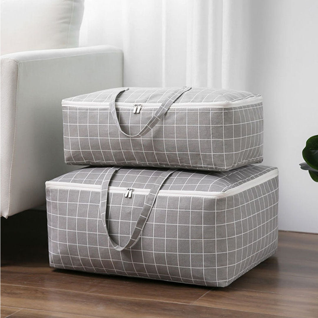 NNEAGS Grey Plaid Luggage Bag - Large Storage Double Zipper Design - Rosetta Creative Boutique