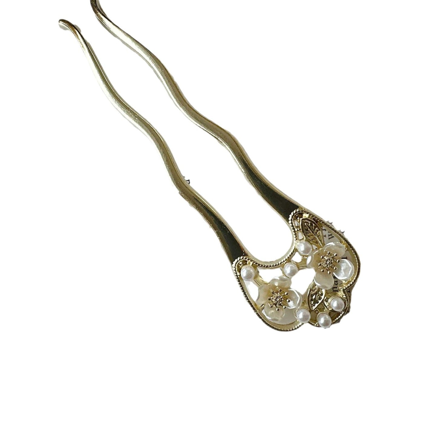 Elegant Beads Camellia Style U-Shaped Hair Pin