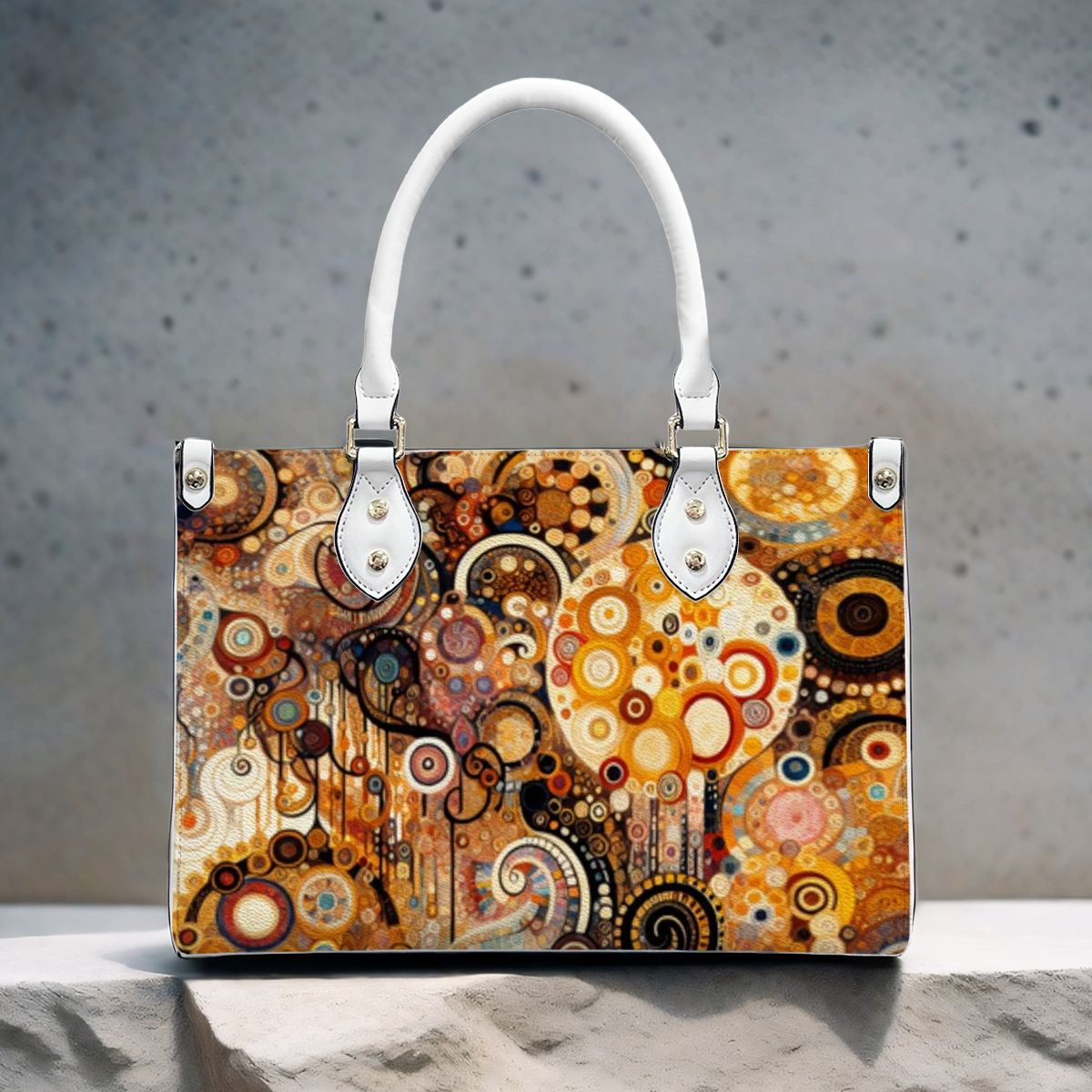 Klimt Style Abstract Tote Bag for Women - Art Print PU Bag - Rosetta Creative Boutique