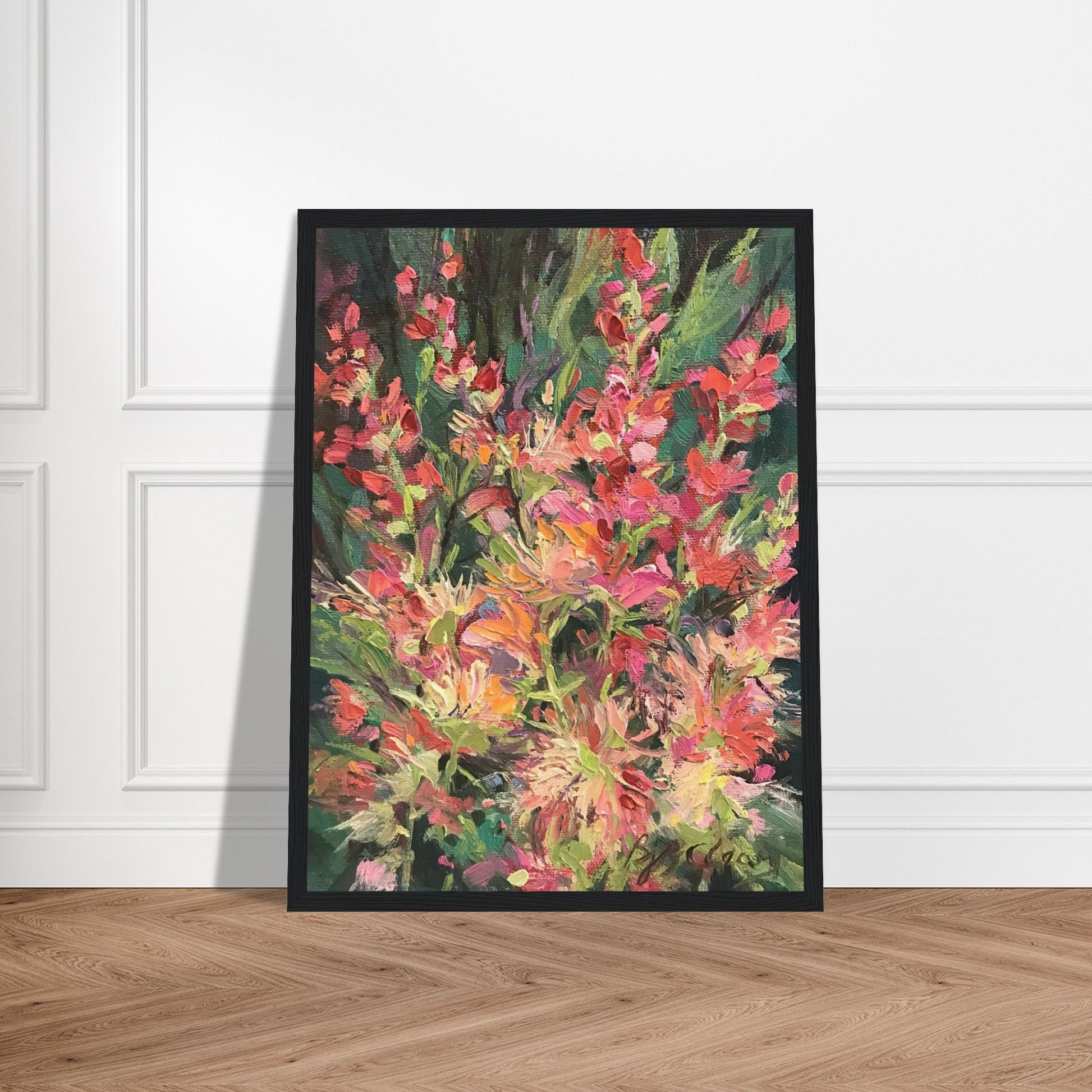 'Blossom Study' Floral I 12x16 Wooden Framed Art Print | Original Artwork by American Artist Barbara Cleary - Rosetta Creative Boutique