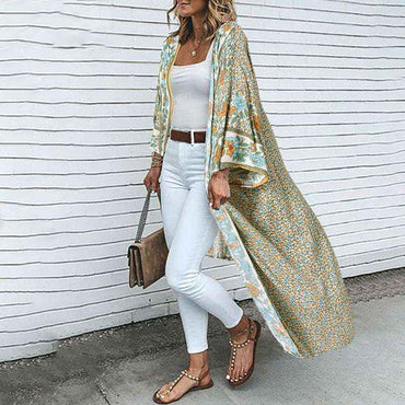 Women's Fashion Casual Printed Kimono Jacket