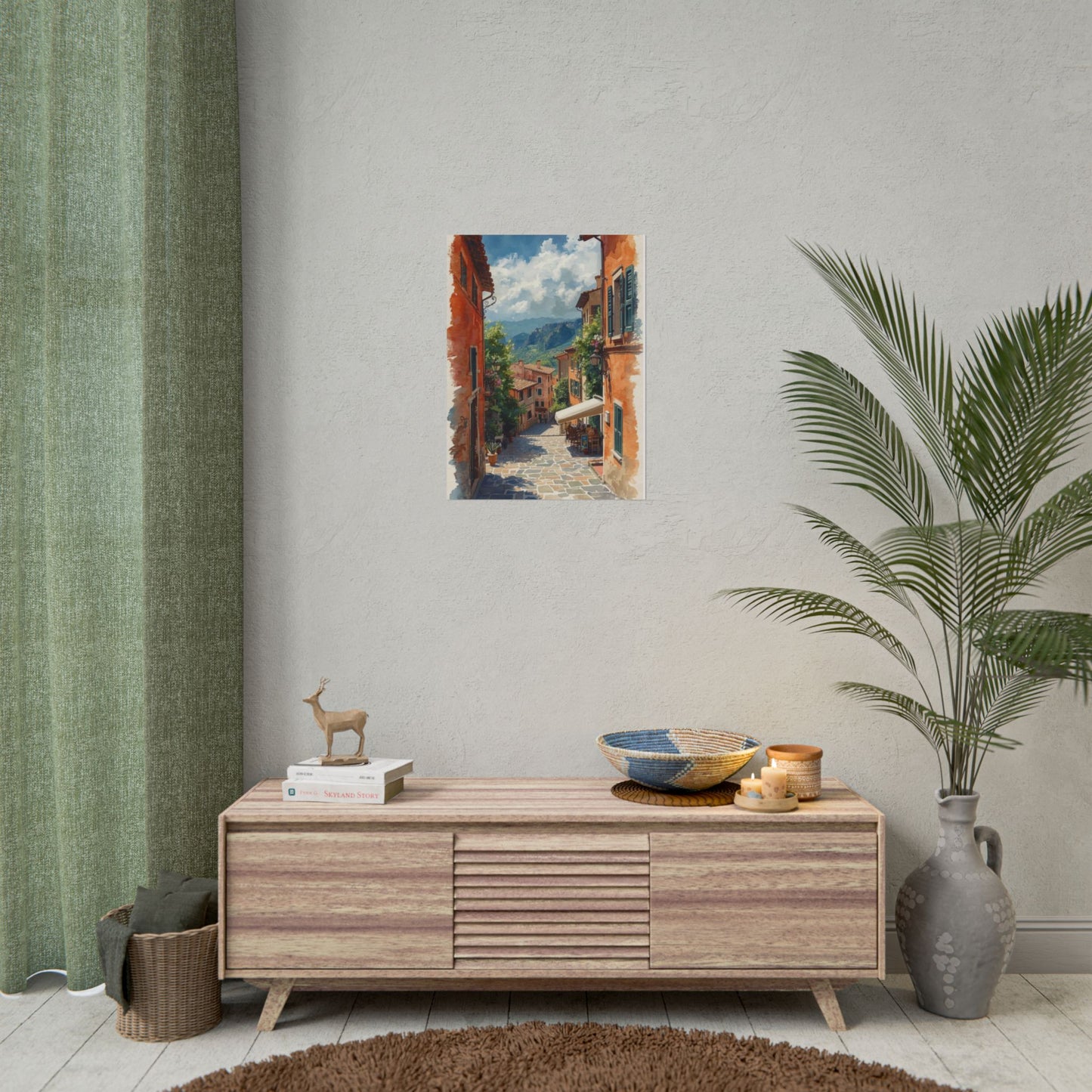 Charming Italian Village Street Poster Wall Art Landscape - Rosetta Creative Boutique
