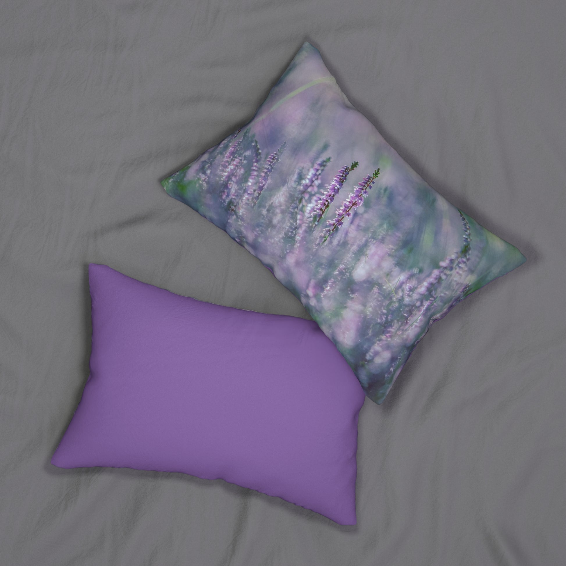 Whimsical Floral Lumbar Pillow, Cozy Home Decor, Spring Accent Cushion, Gift for Her, Purple Floral Pillow, Relaxing Living Room Decor - Rosetta Creative Boutique