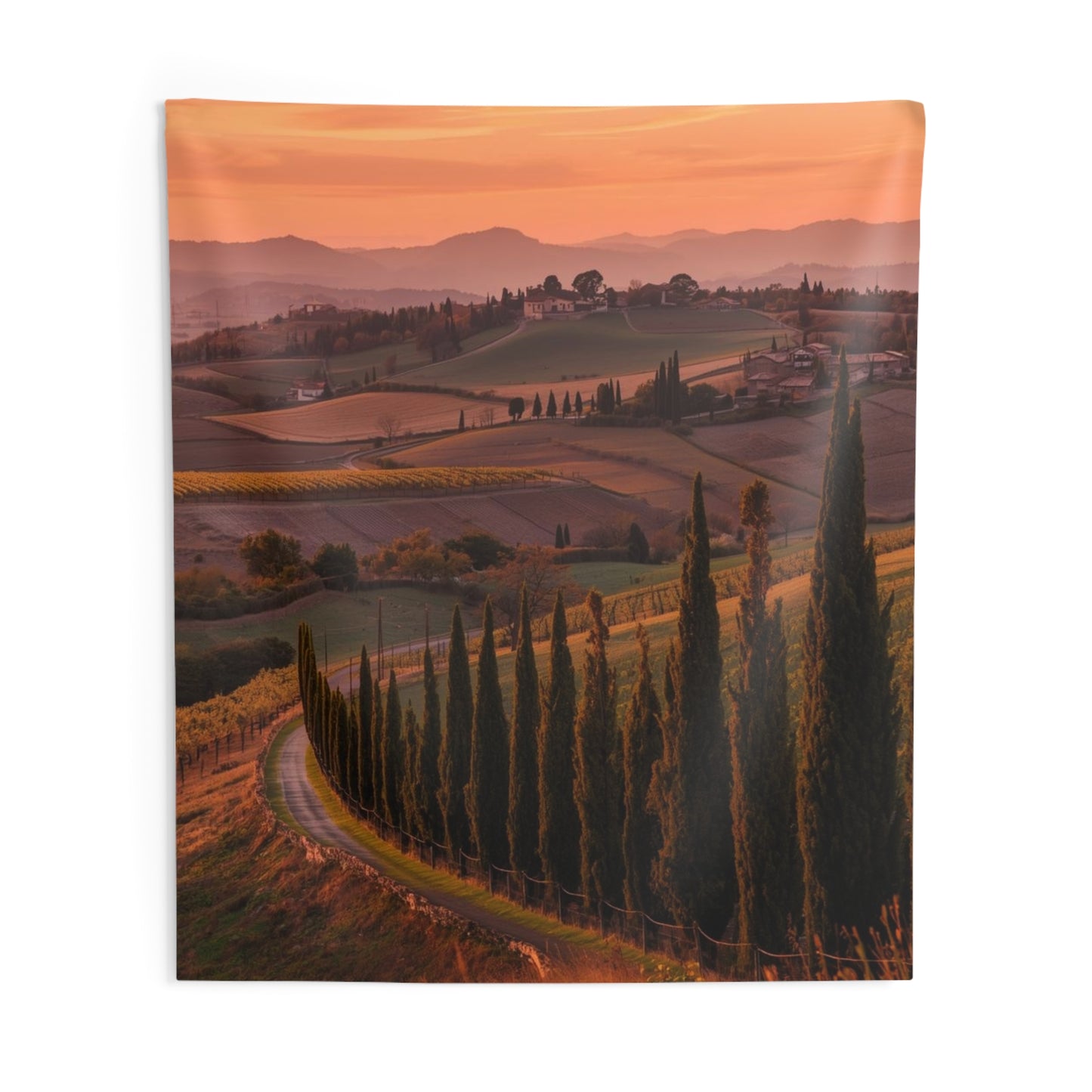 Tuscan Countryside Wall Tapestry, Boho Home Decor, Nature Wall Hanging, Cozy Living Room Accent, Rustic Bedroom Decoration
