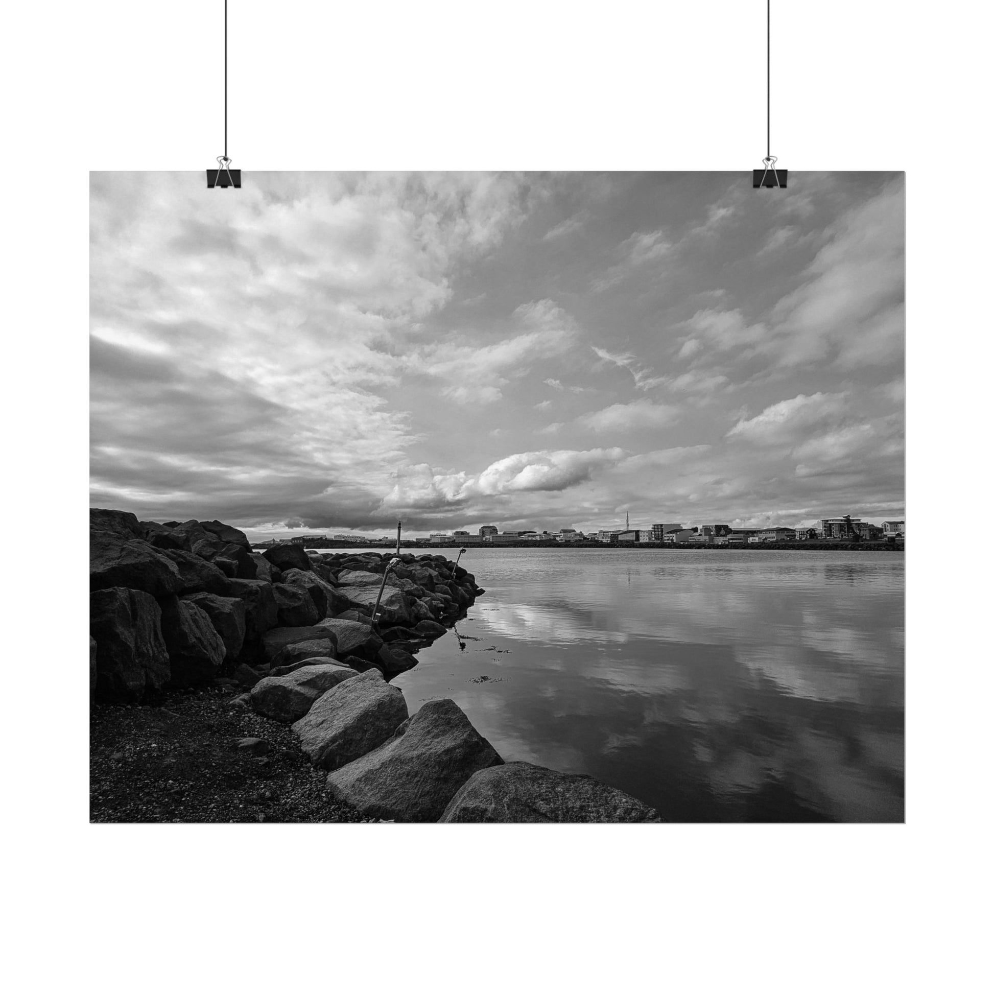 Iceland Black and White Landscape Rolled Poster by Rosetta Creative Boutique, Minimalist Wall Art, Home Decor, Nature Photography, Aesthetic Gift, Modern Room Decor - Rosetta Creative Boutique