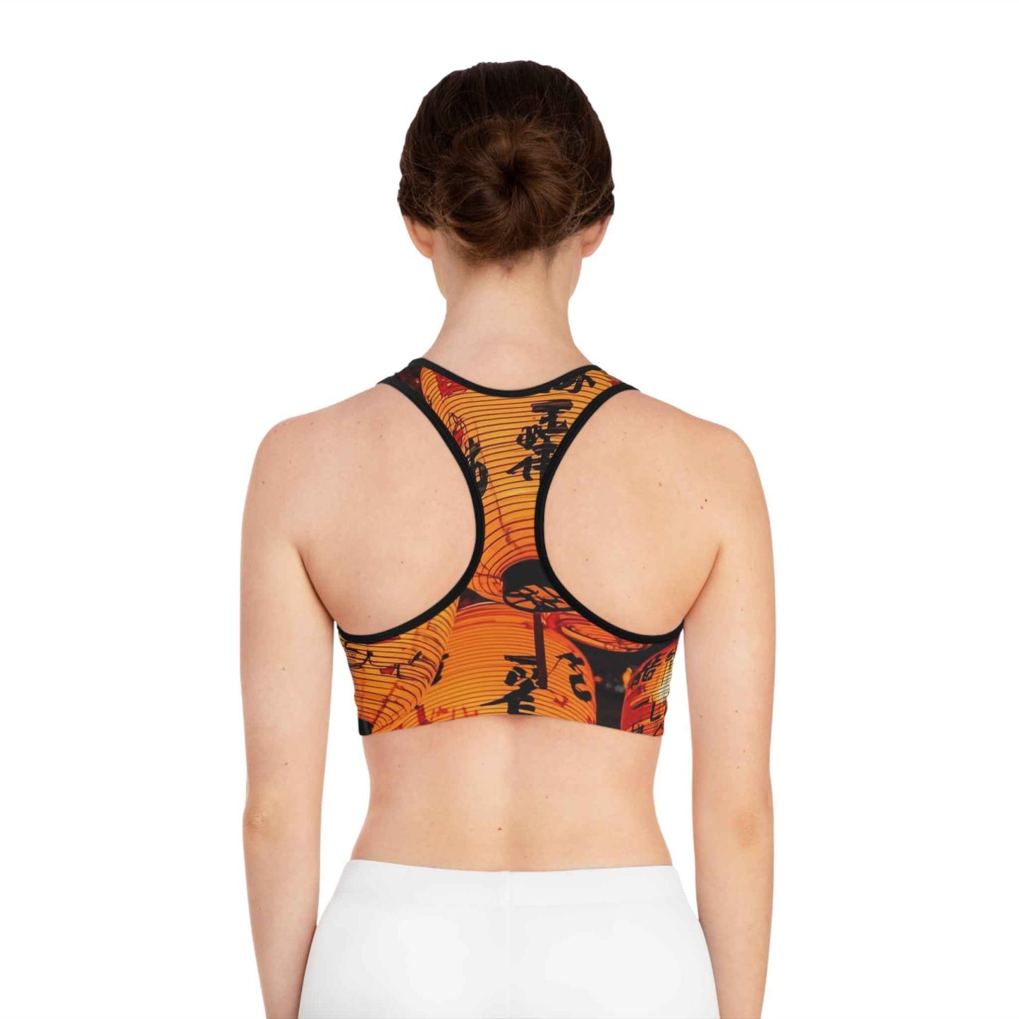 Lantern Festival Sports Bra with Bold Japanese Lantern Print Activewear