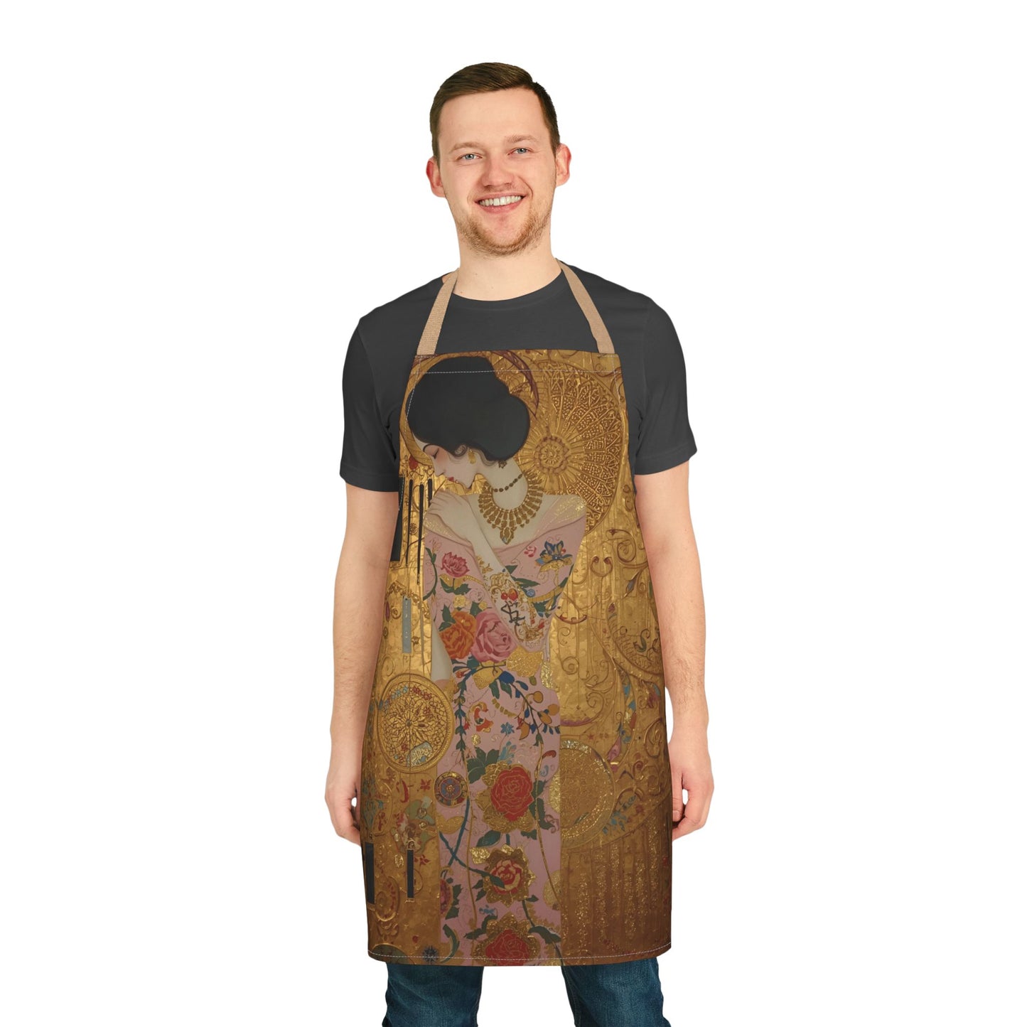 Elegant Art Apron in Gustav Klimt Style, Colorful Cooking Gift, Stylish Chef Apron, Unique Kitchen Accessory, Ideal for Home Cooks, Art Lovers