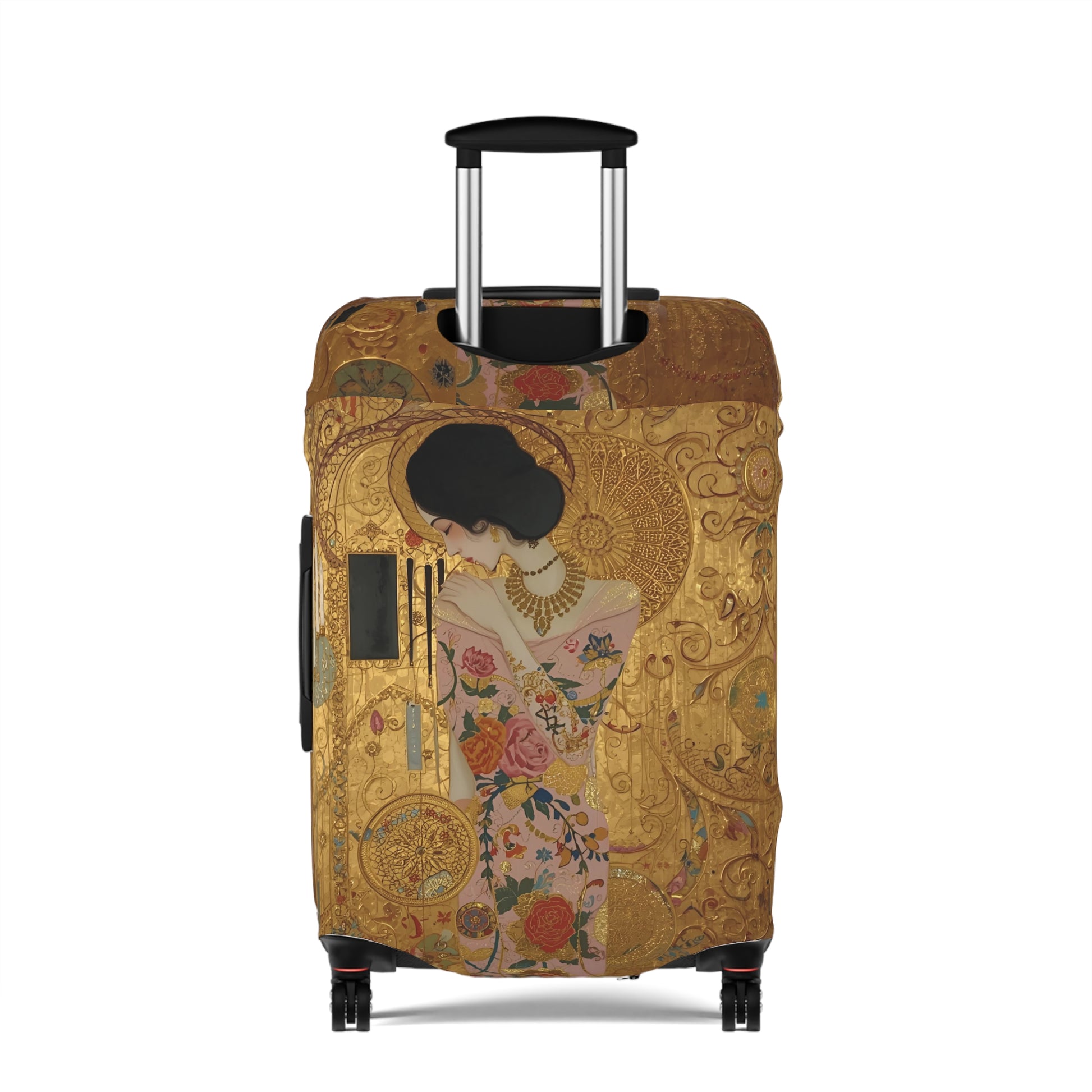 Elegant Klimt-Style Luggage Cover, Travel Accessory, Suitcase Protector, Unique Gift for Travelers, Floral Design - Rosetta Creative Boutique