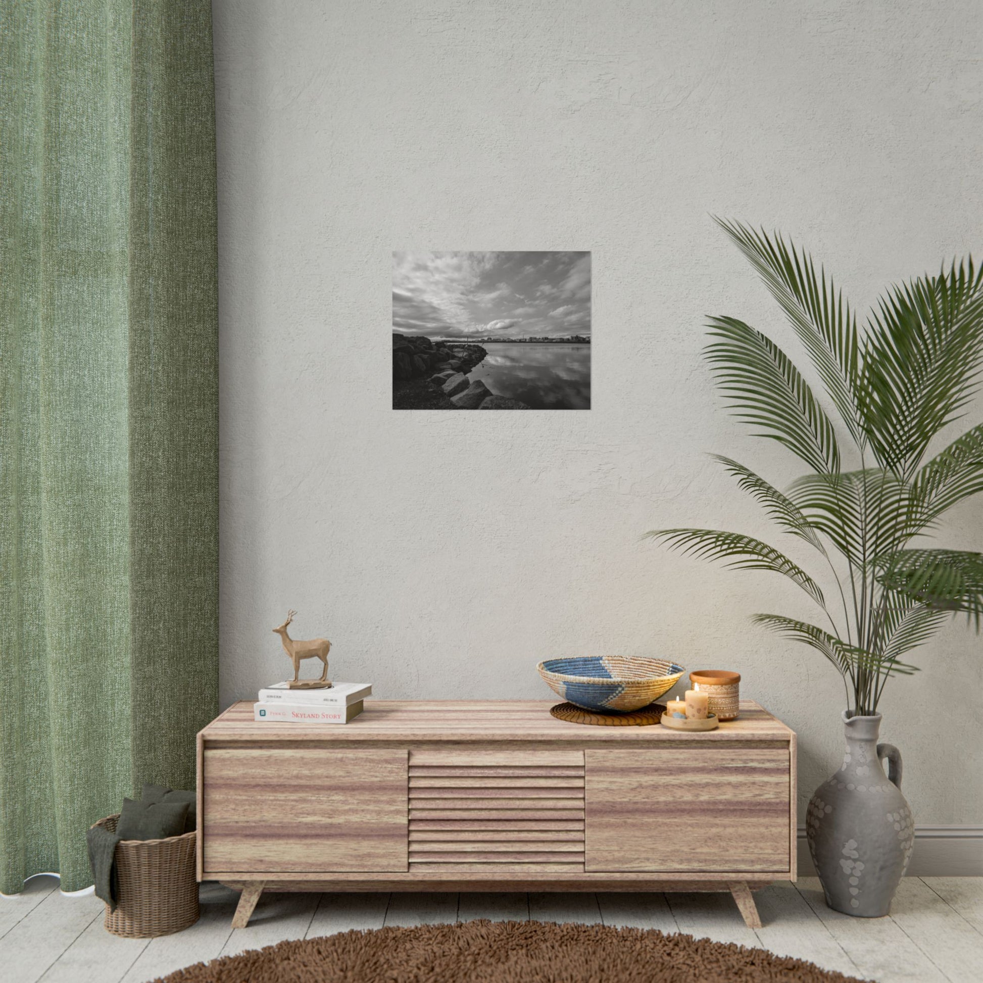 Iceland Black and White Landscape Rolled Poster by Rosetta Creative Boutique, Minimalist Wall Art, Home Decor, Nature Photography, Aesthetic Gift, Modern Room Decor - Rosetta Creative Boutique