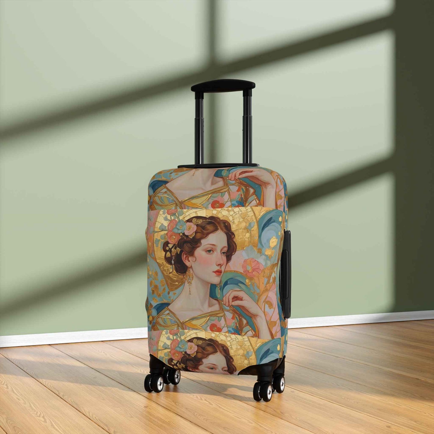 Elegant Klimt-Style Floral Luggage Cover - Vintage Art Suitcase Protector by Rosetta Creative Boutique - Rosetta Creative Boutique