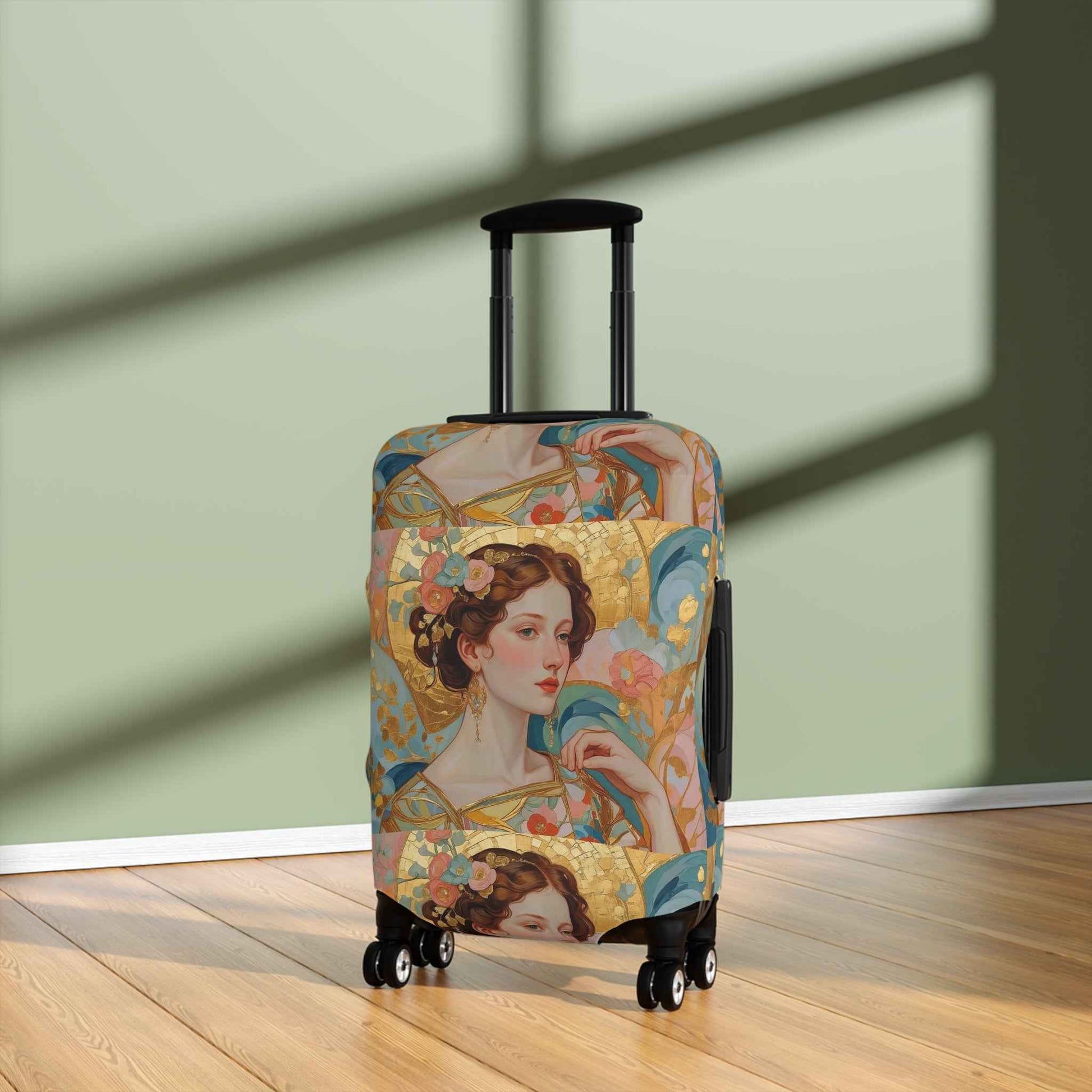 Elegant Klimt-Style Floral Luggage Cover - Vintage Art Suitcase Protector by Rosetta Creative Boutique - Rosetta Creative Boutique
