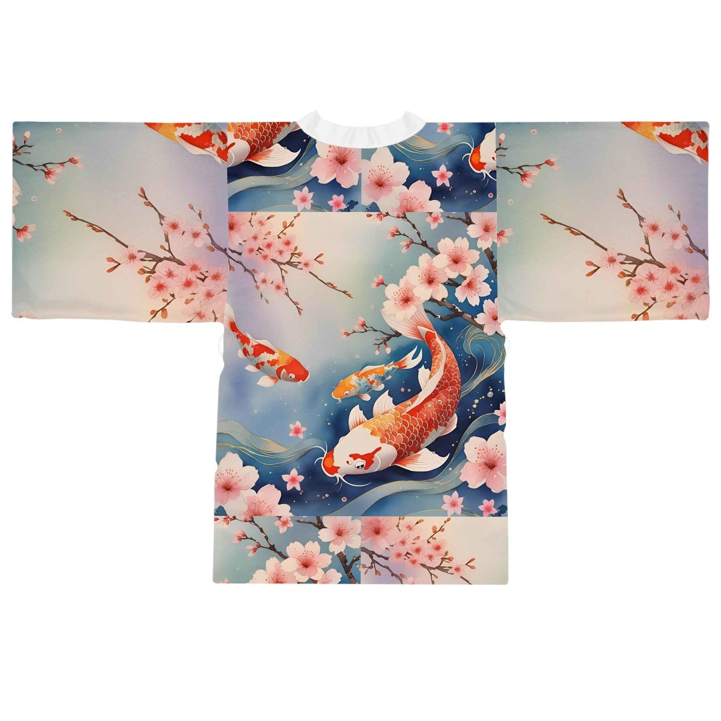 Koi Fish Kimono Robe - Floral Long Sleeve Japanese-Inspired Lounge Wear for Relaxation and Home Spa, Perfect Gift for Her - Rosetta Creative Boutique