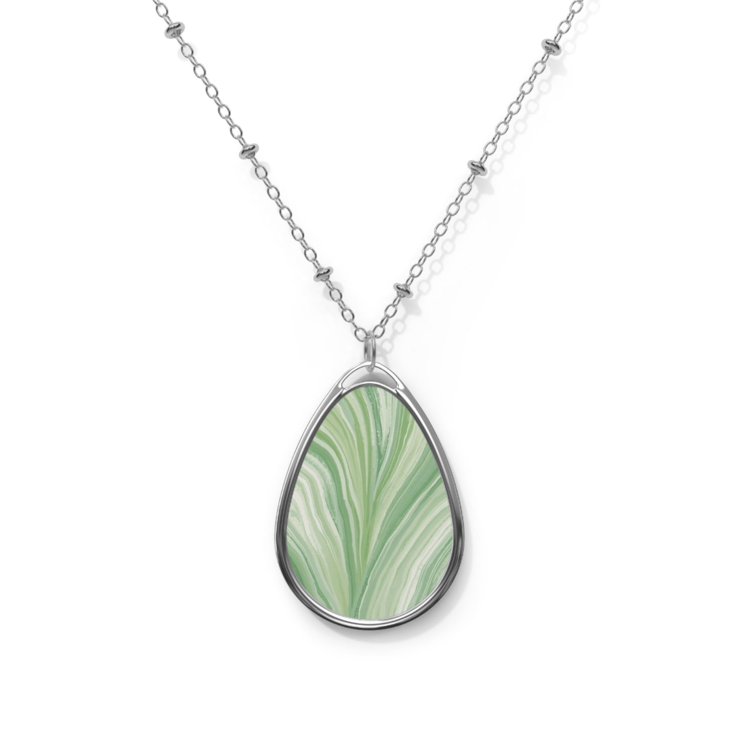Elegant Oval Necklace - Green Marble Design, Bohemian Jewelry, Gifts for Her, Minimalist Accessory, Birthday Present, Everyday Wear