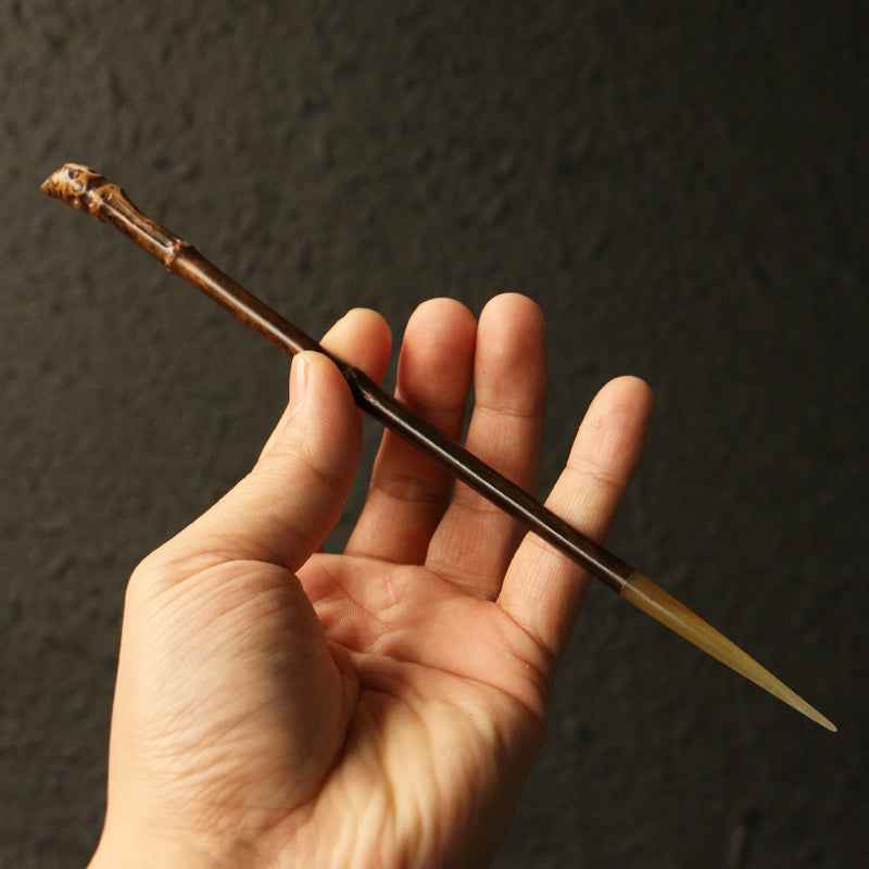 Purple Bamboo Whip Hairpin With Ox Horn Handcrafted Chinese Vintage Style