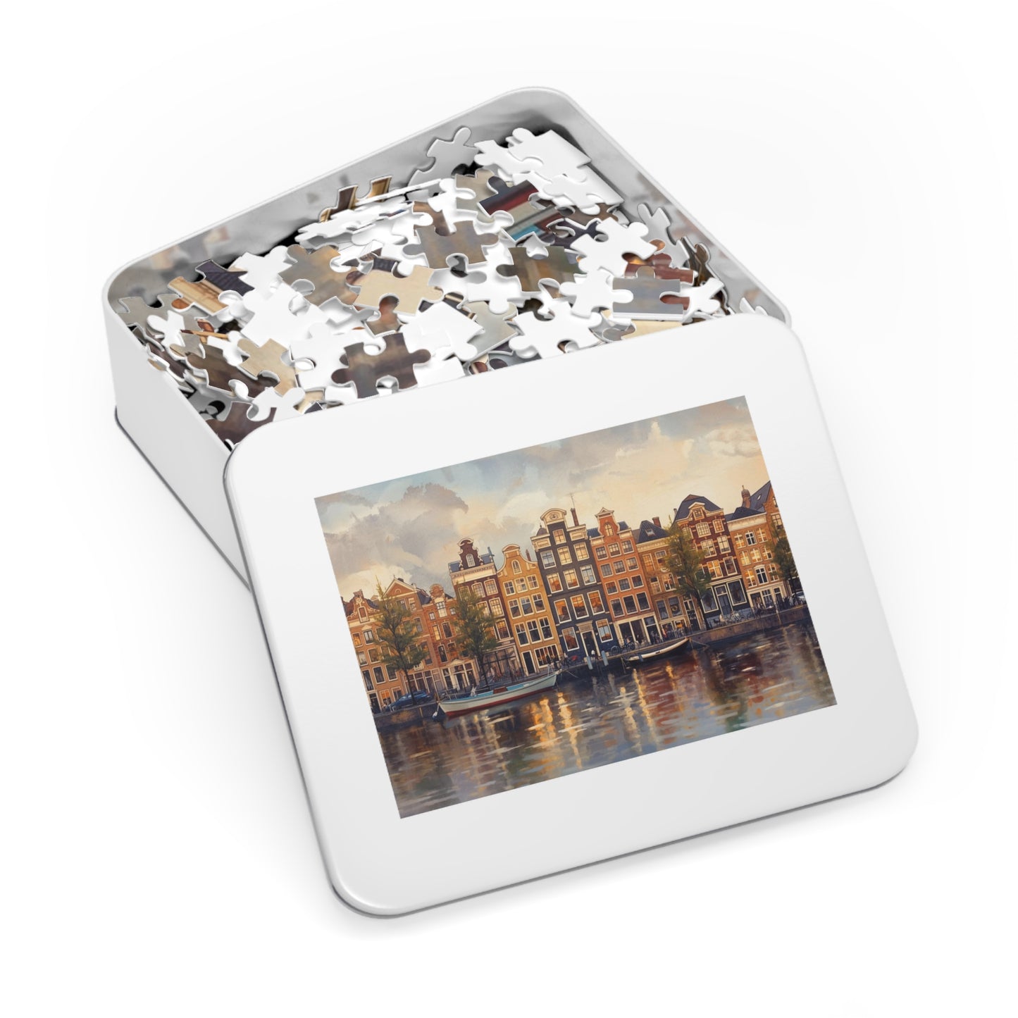 Amsterdam Waterfront Jigsaw Puzzle with Decorative Tin, Perfect Gift for Puzzle Lovers, Family Game Night, Home Decor, Unique Souvenir