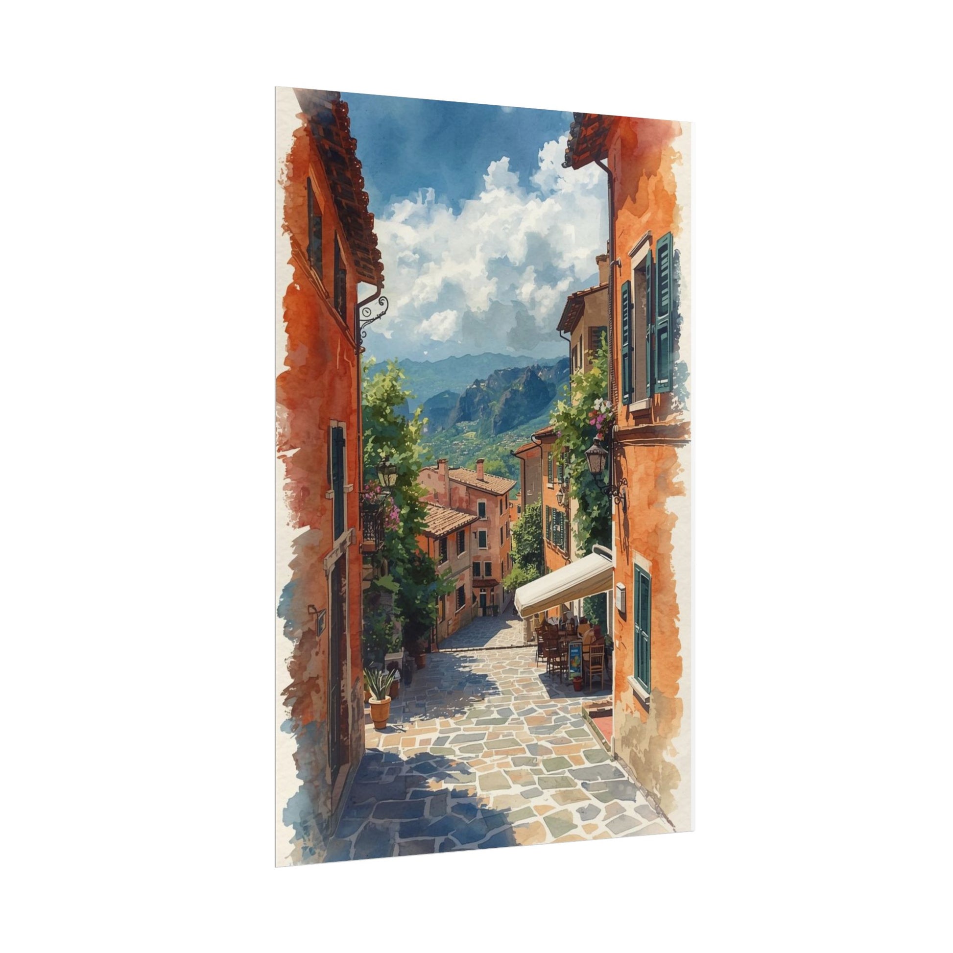 Charming Italian Village Street Poster Wall Art Landscape - Rosetta Creative Boutique