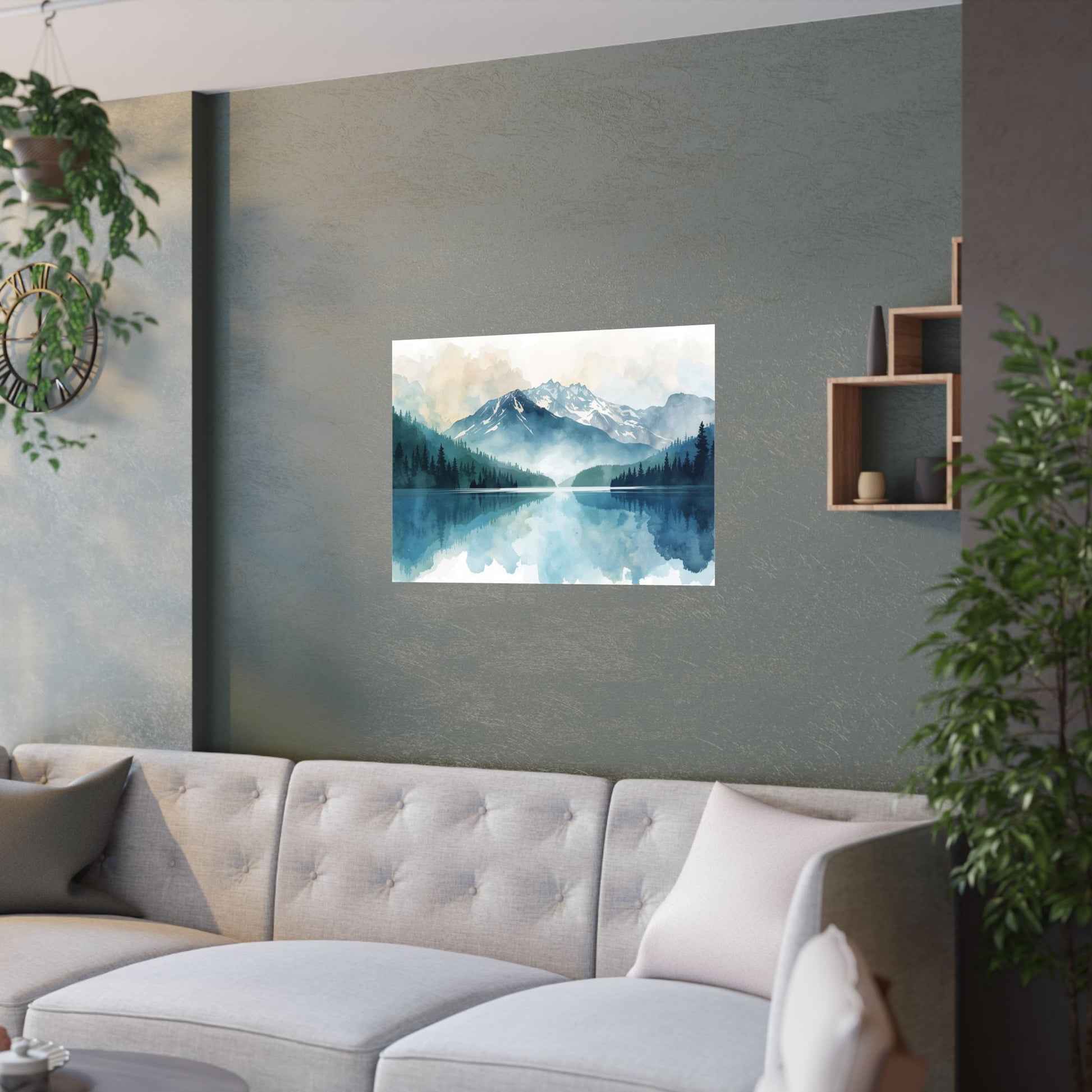 Serene Nature Satin Poster Mountain Reflection Art Print - Rosetta Creative Boutique