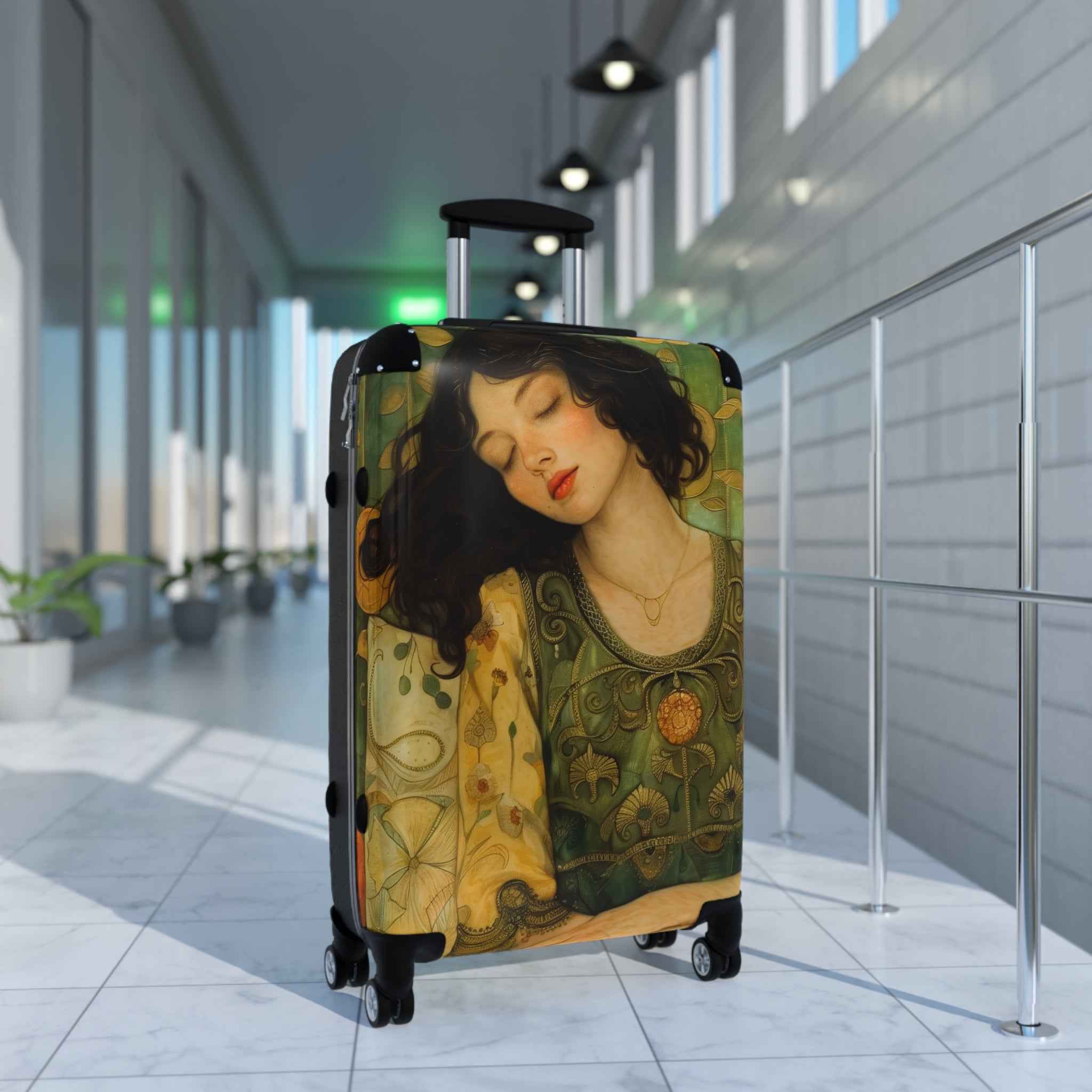 Artistic Klimt-Inspired Travel Suitcase, Stylish Personalized Carry-on Bag, Unique Bohemian Luggage Gift for Travelers - Rosetta Creative Boutique