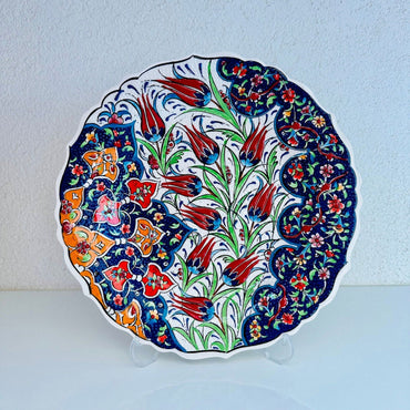 Turkish Ceramic Plate Tulip Floral Pattern Stand Included - Rosetta Creative Boutique