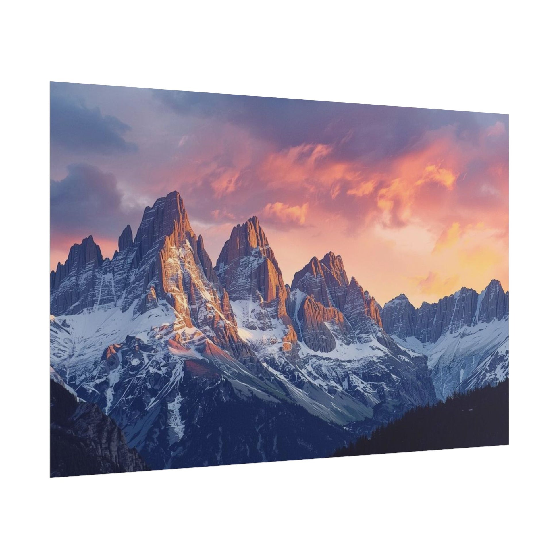 Dolomite Mountain Landscape Rolled Poster, Wall Art Print, Home Decor, Nature Artwork, Gift for Nature Lovers - Rosetta Creative Boutique