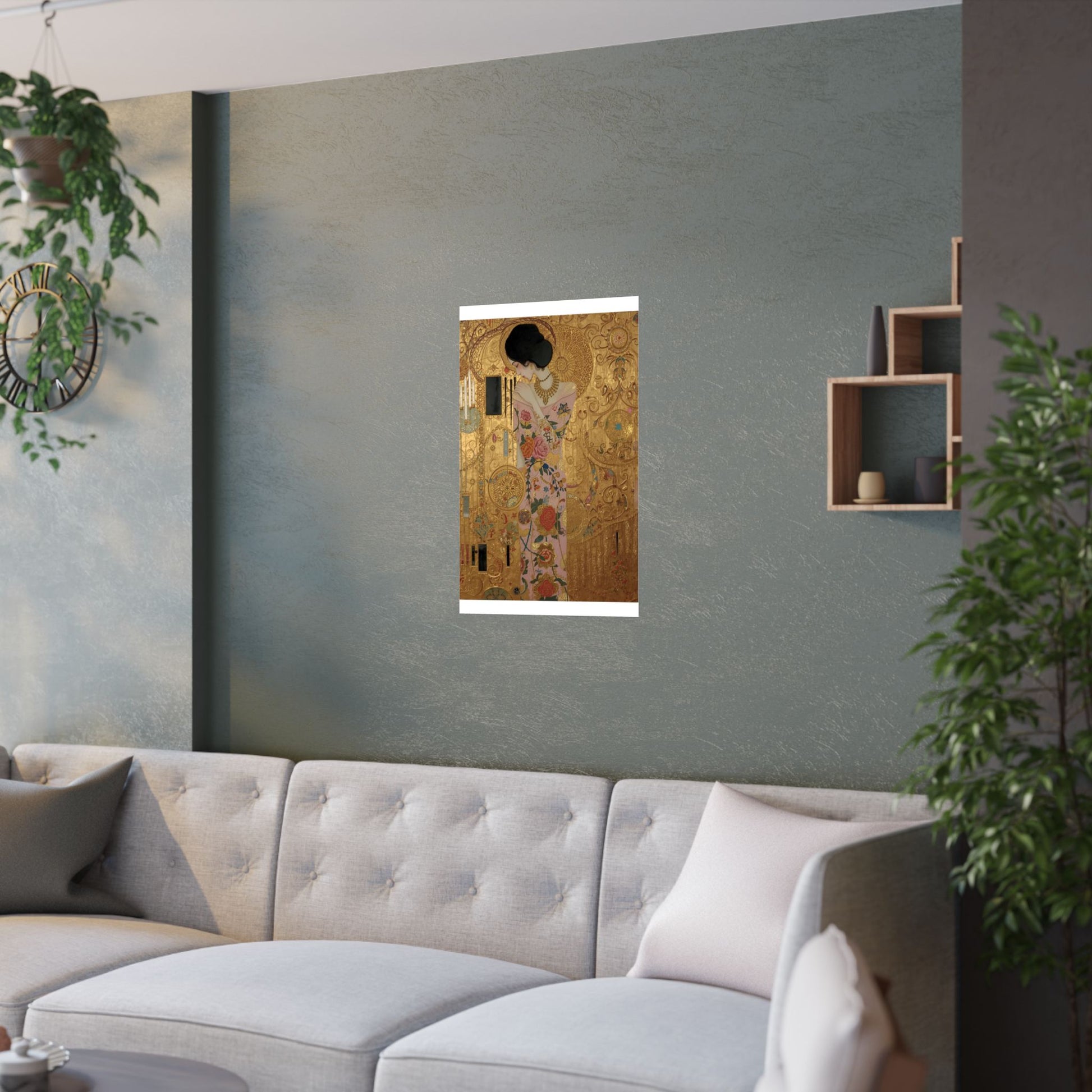 Elegant Satin Poster in Klimt-Style For Romantic Wall Art Decor Ideas - Rosetta Creative Boutique