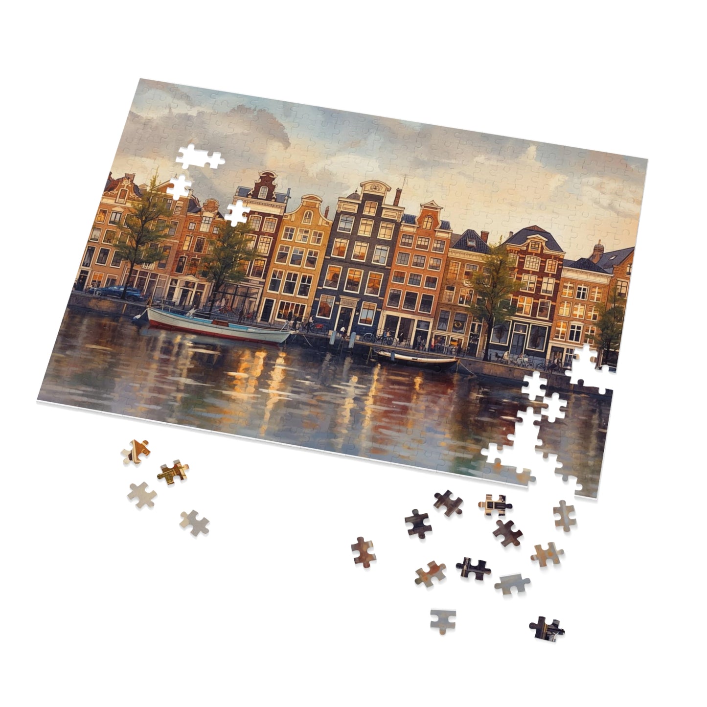 Amsterdam Waterfront Jigsaw Puzzle with Decorative Tin, Perfect Gift for Puzzle Lovers, Family Game Night, Home Decor, Unique Souvenir