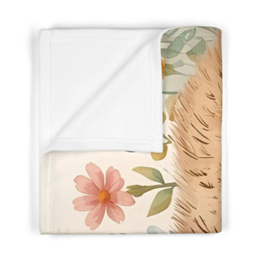 Cozy Woodland Sleeping Cub Baby Blanket Floral Bear Print - Rosetta Creative Boutique