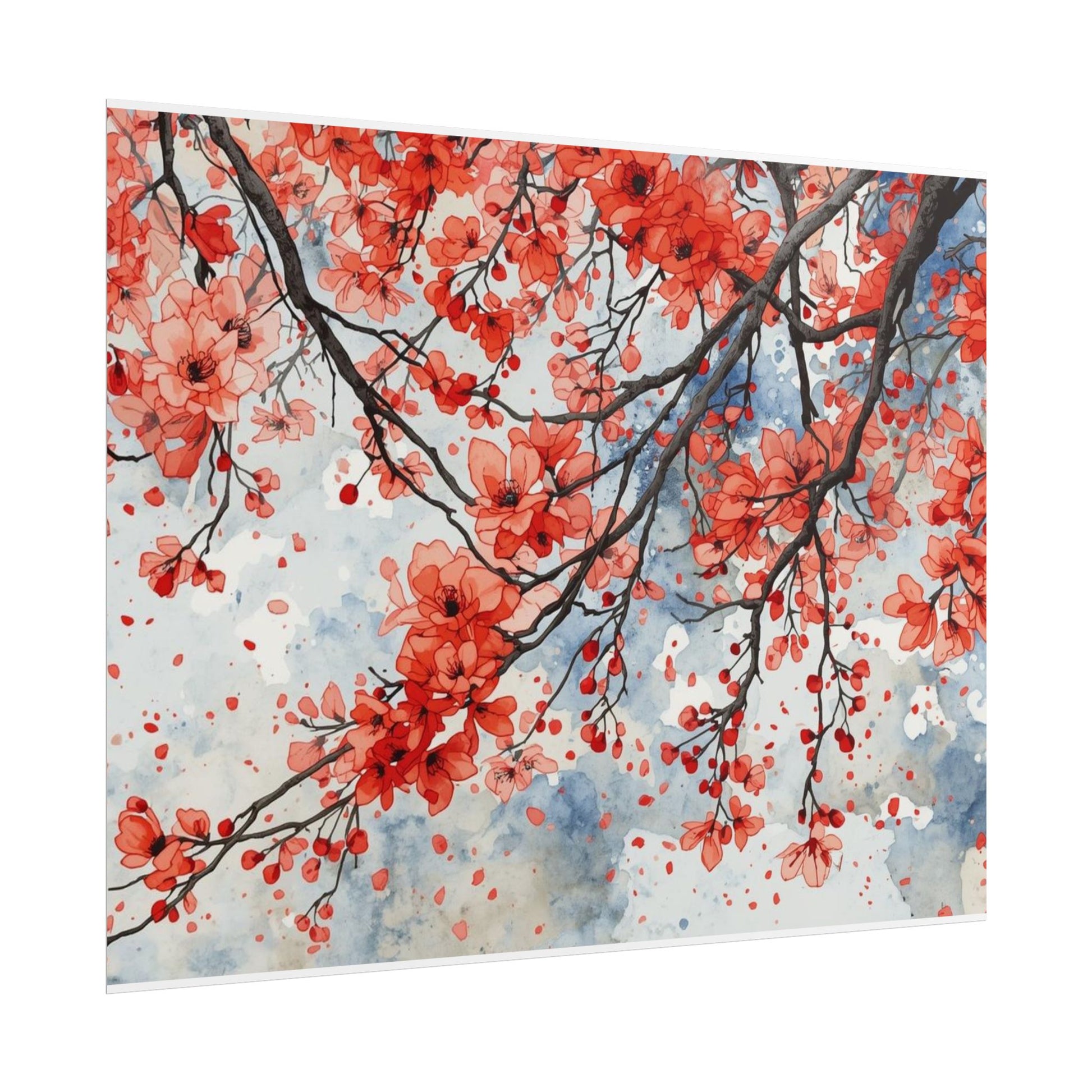 Blooming Cherry Blossom Rolled Poster Floral Wall Art - Rosetta Creative Boutique
