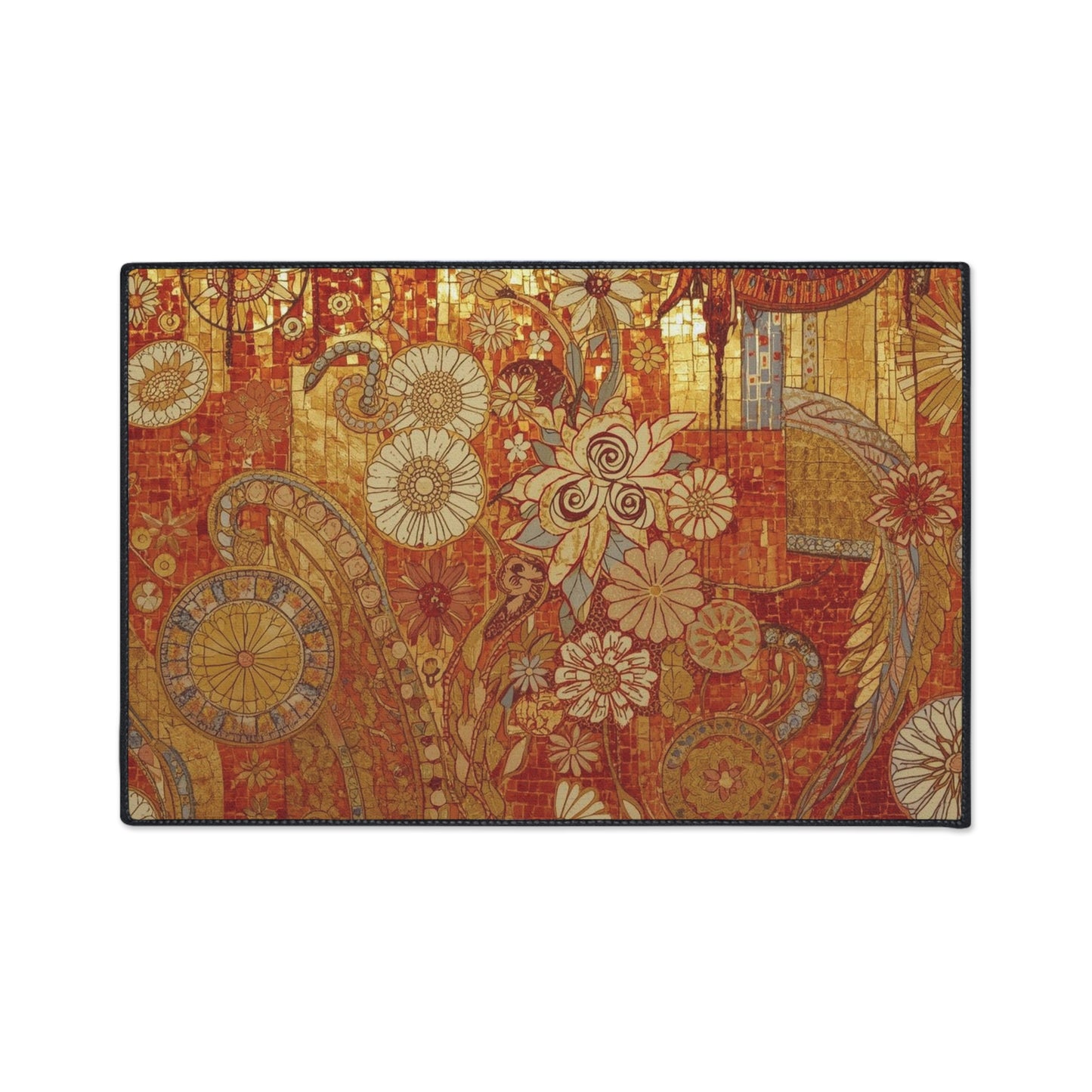 Stylish Heavy Duty Floor Mat with Floral Design - Durable Indoor/Outdoor Rug
