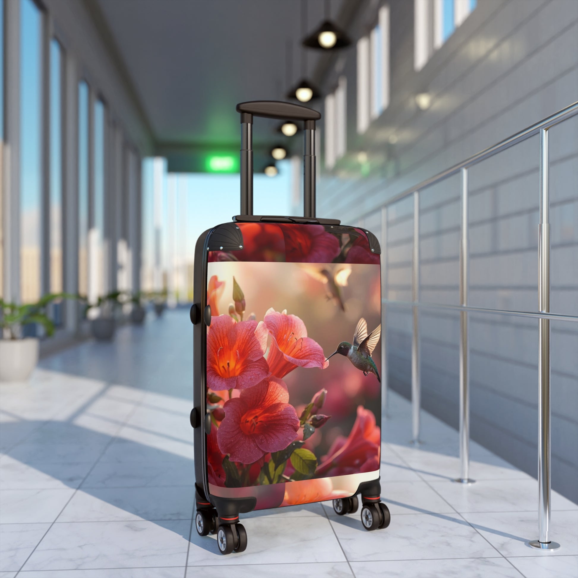 Trumpet Flower and Hummingbird Suitcase by Rosetta Creative Designs, Colorful Luggage, Travel Bag, Stylish Carry-On, Vacation Gear, Travel Gift - Rosetta Creative Boutique