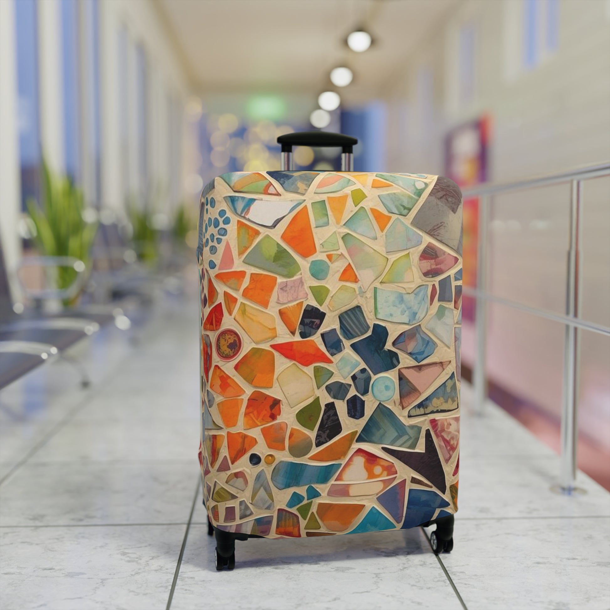 Vibrant Mosaic Pattern Luggage Cover | Colorful Travel Accessory | Suitcase Protector | Unique Gift for Travelers | Vacation Ready - Rosetta Creative Boutique