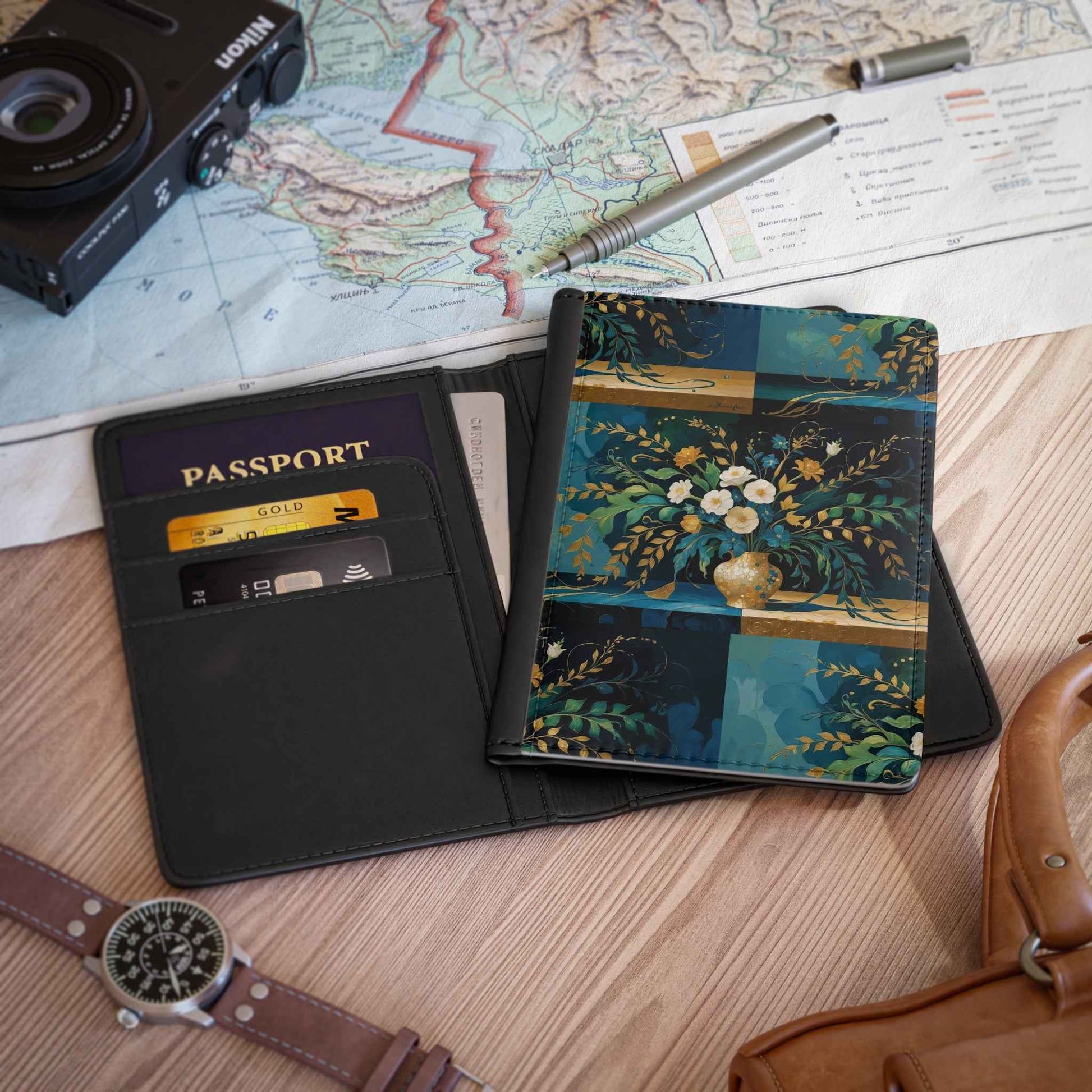 Elegant Floral Passport Cover - Exclusive Travel Accessory by Rosetta Creative Boutique, Perfect Gift for Travelers and Vacation Essentials - Rosetta Creative Boutique