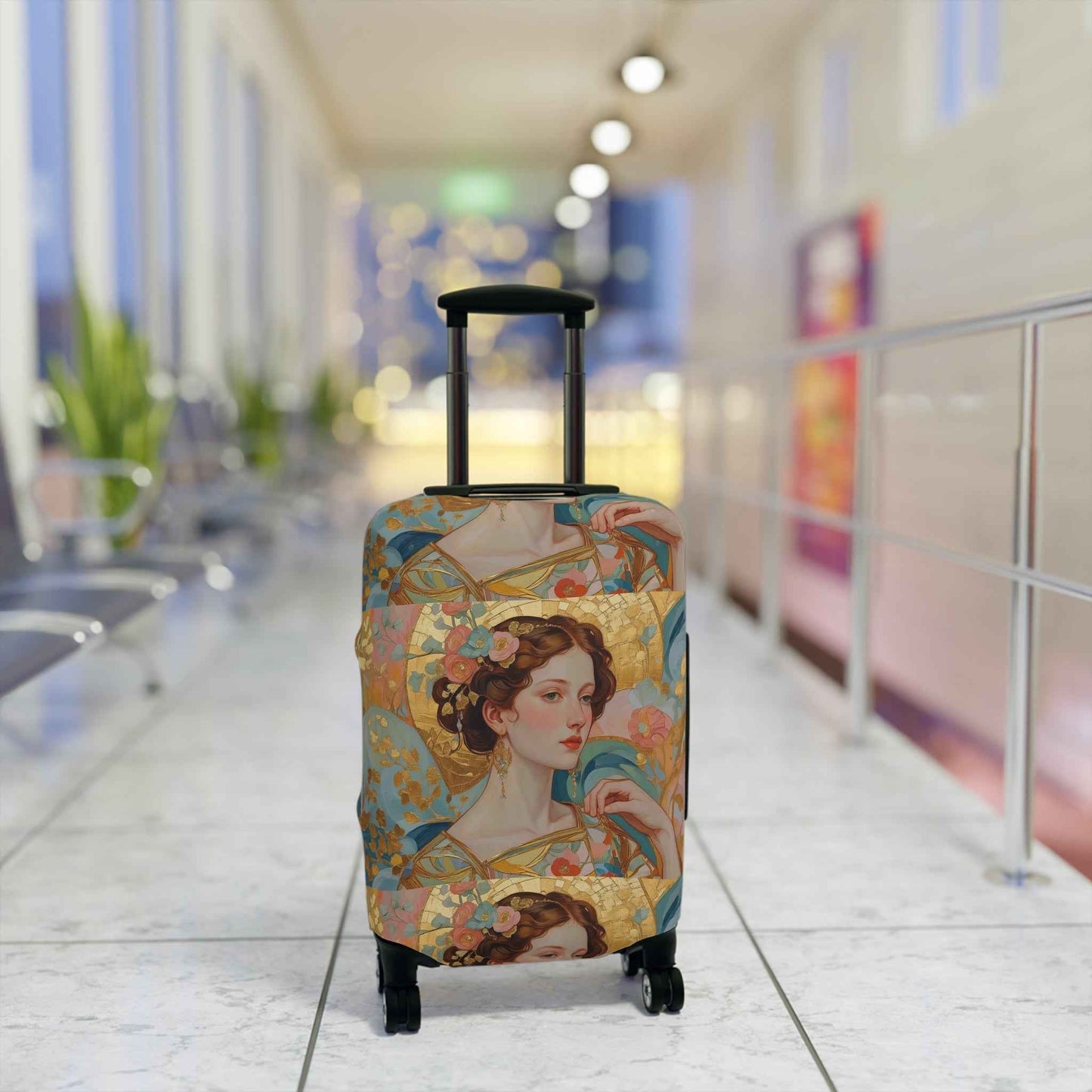 Elegant Klimt-Style Floral Luggage Cover - Vintage Art Suitcase Protector by Rosetta Creative Boutique - Rosetta Creative Boutique