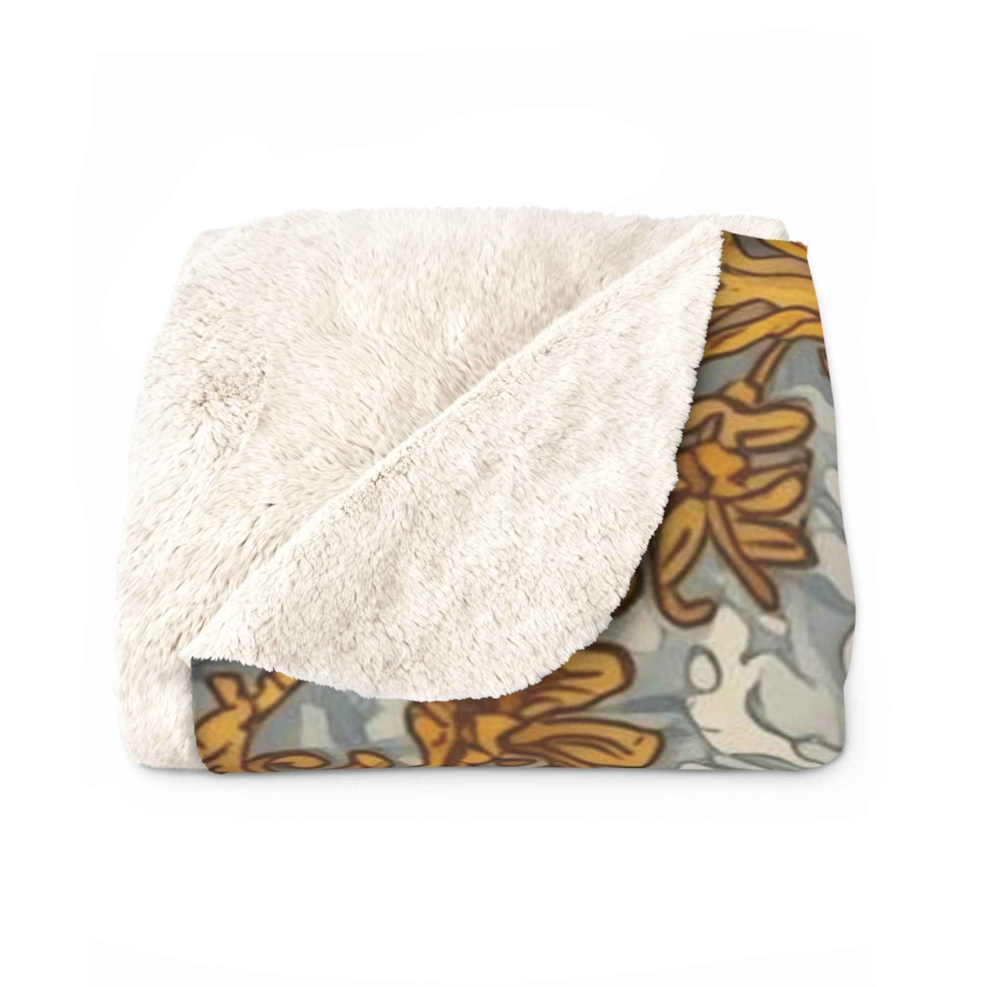 Cozy Floral Sherpa Fleece Blanket | Warm Throw for Home Décor, Gift for Coffee Lovers, Rustic Living Room, Winter Comfort