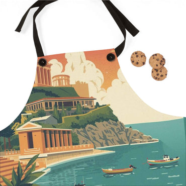 Sicily Vintage Travel Apron — Coastal Retro Kitchen Gift