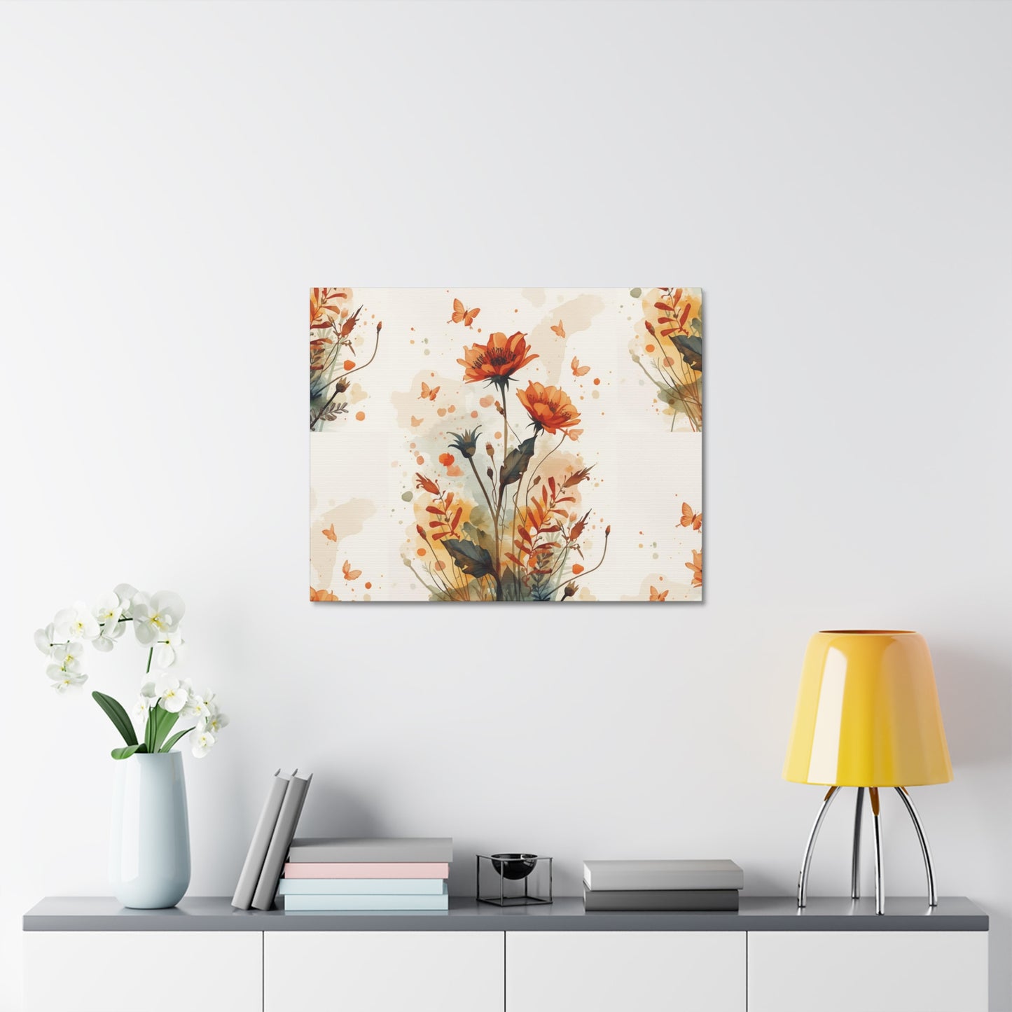 Floral Art Canvas Print by Rosetta Creative Boutique - Boho Wall Decor, Butterfly Decor, Gift for Nature Lovers, Home Office Wall Art, Birthday, Housewarming - Rosetta Creative Boutique