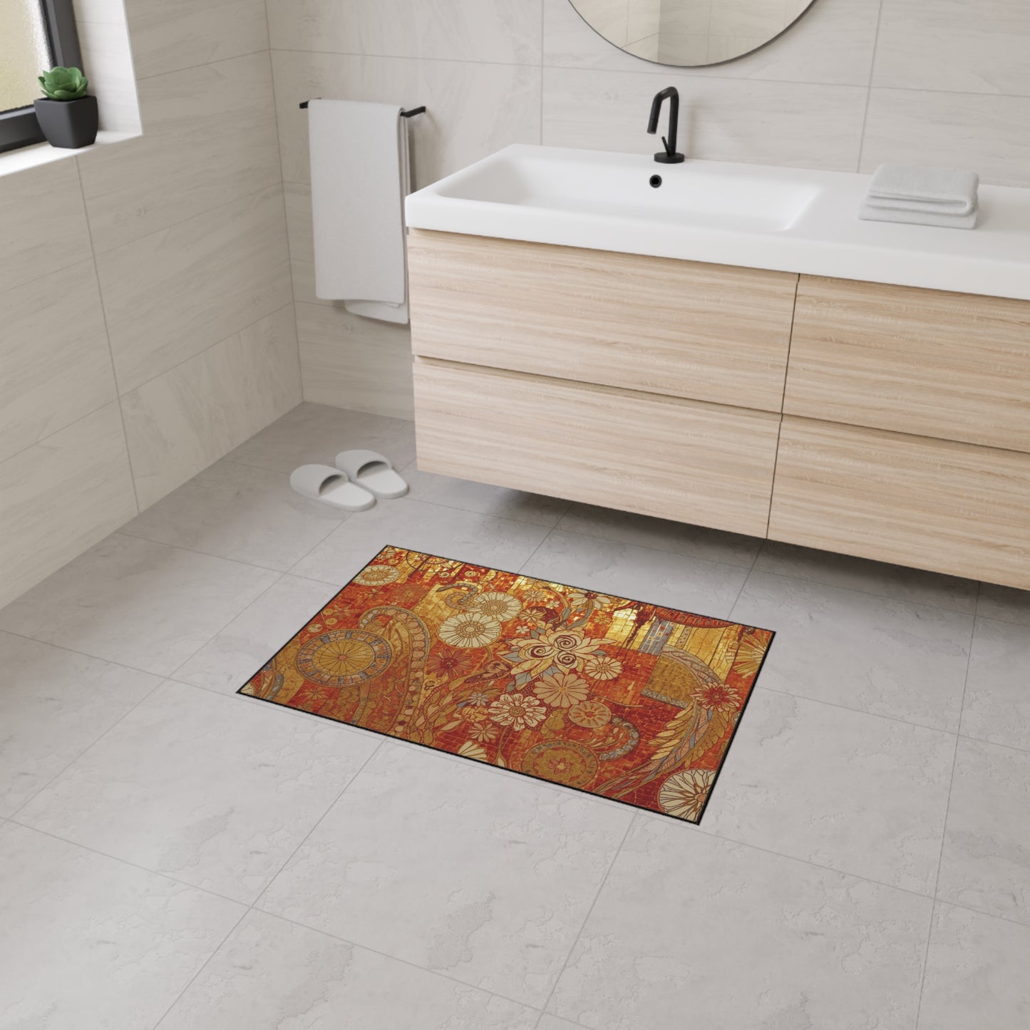 Stylish Heavy Duty Floor Mat with Floral Design - Durable Indoor/Outdoor Rug