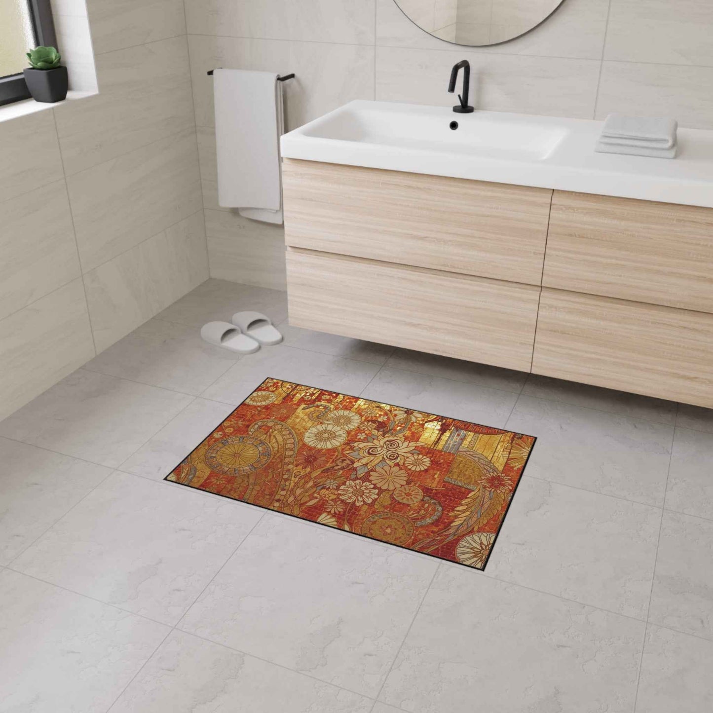 Stylish Heavy Duty Floor Mat with Floral Design - Durable Indoor/Outdoor Rug