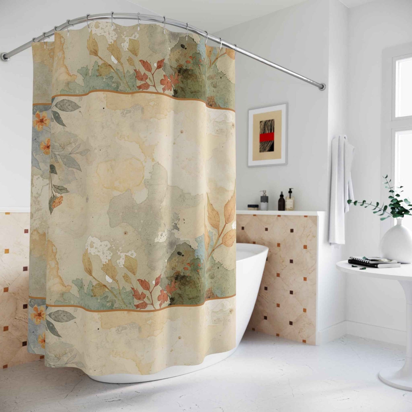 Soft Garden Shower Curtain — Romantic Bath Decor
