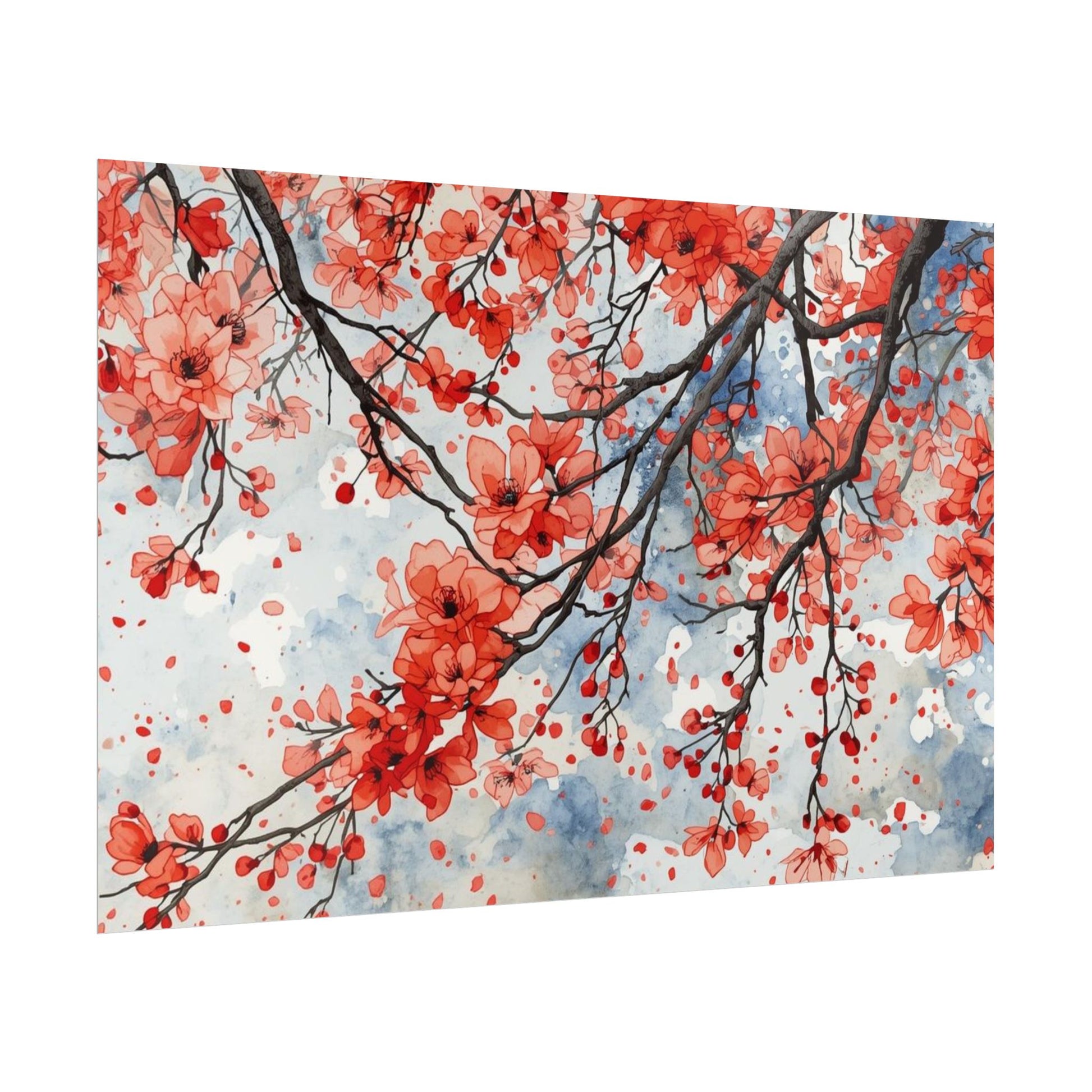 Blooming Cherry Blossom Rolled Poster Floral Wall Art - Rosetta Creative Boutique