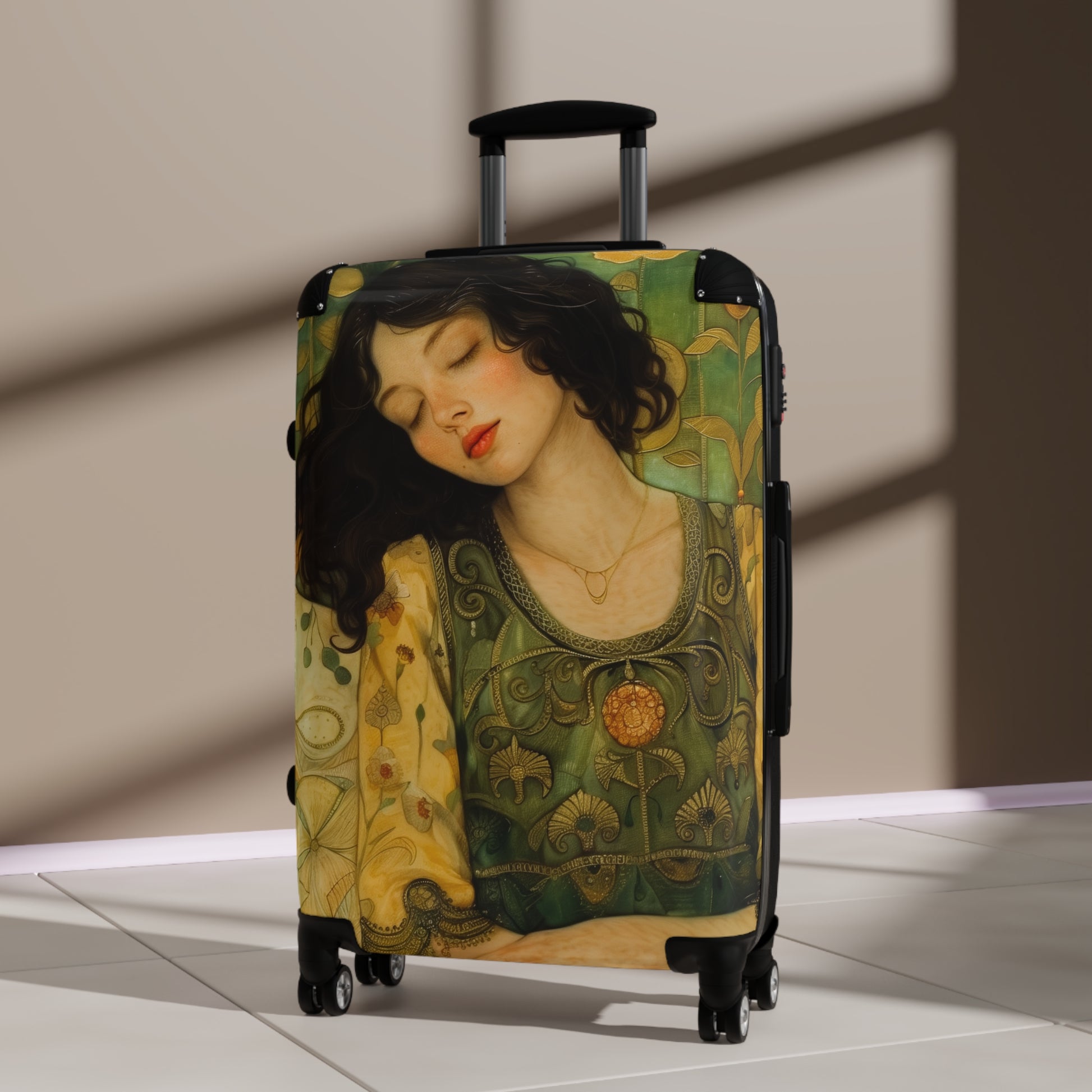 Artistic Klimt-Inspired Travel Suitcase, Stylish Personalized Carry-on Bag, Unique Bohemian Luggage Gift for Travelers - Rosetta Creative Boutique