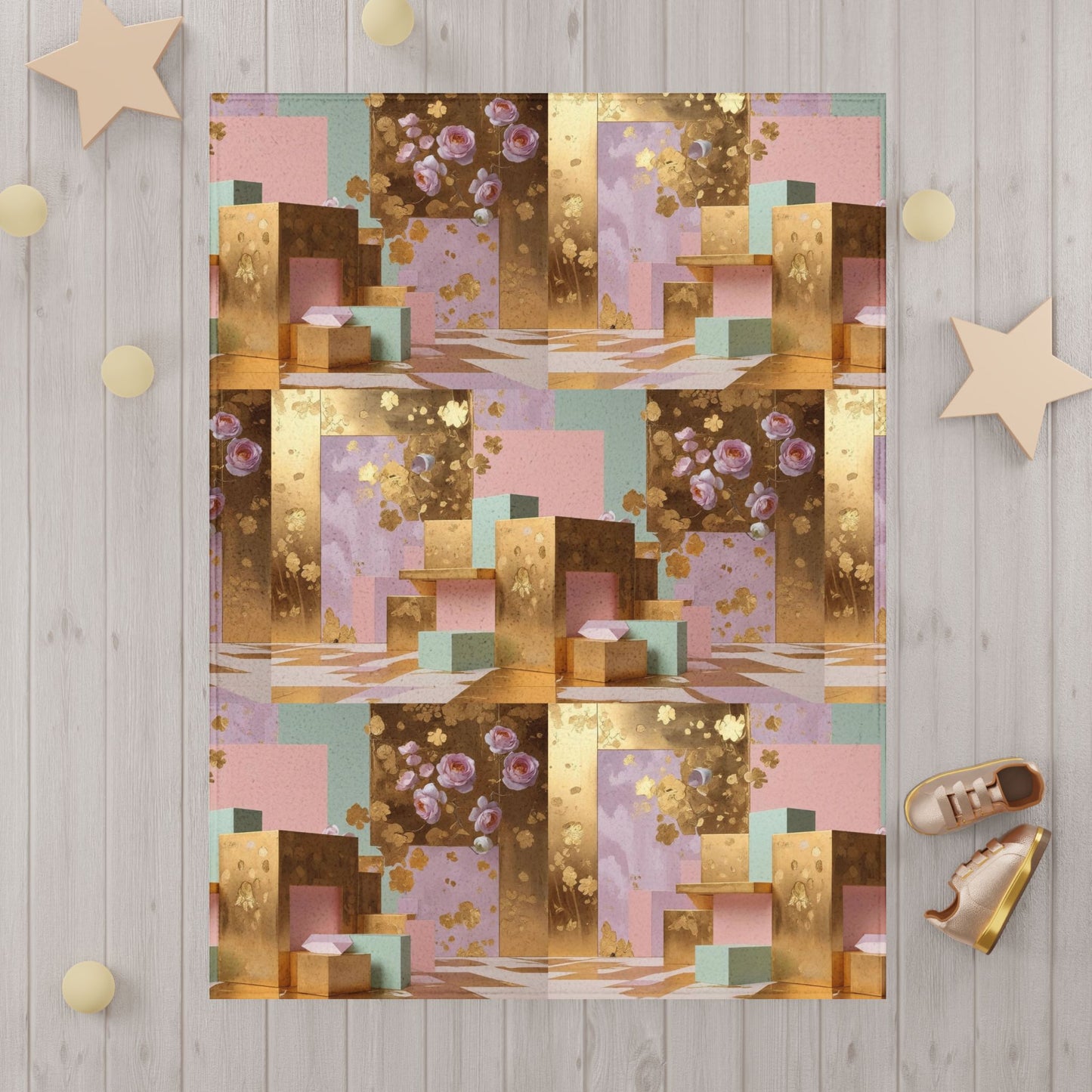 Pastel Geometric Toddler Blanket with Sparkle Design