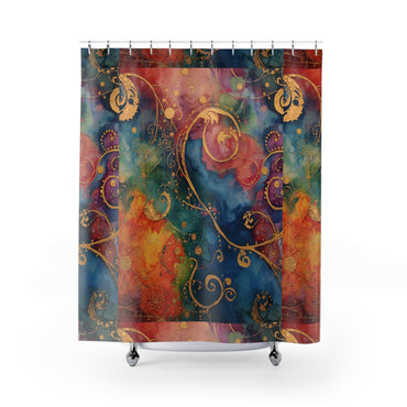 Vibrant Abstract Shower Curtain - Colorful Boho Bathroom Decor and Artistic Home Accent for Art Lovers - Rosetta Creative Boutique
