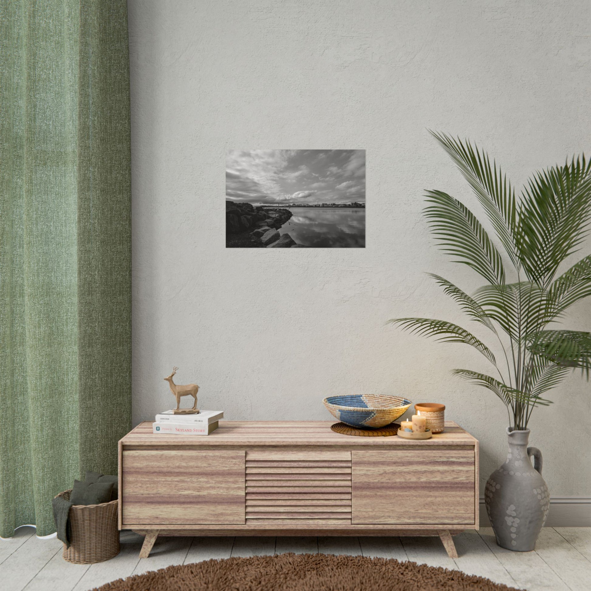 Iceland Black and White Landscape Rolled Poster by Rosetta Creative Boutique, Minimalist Wall Art, Home Decor, Nature Photography, Aesthetic Gift, Modern Room Decor - Rosetta Creative Boutique