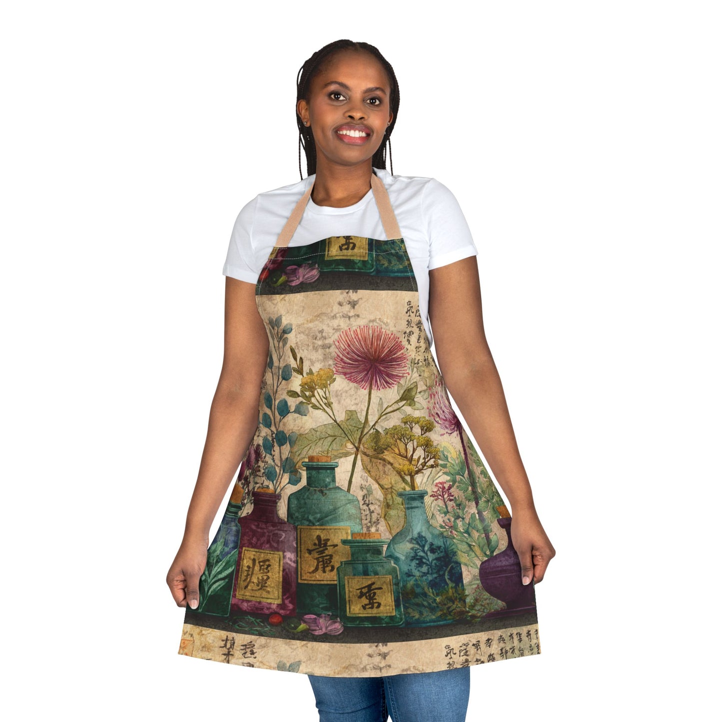 Japanese Botanical Art Apron, Colorful Kitchen Gift, Cooking Supplies, Gardening Apparel, Unique Hostess Present, Artisan Design
