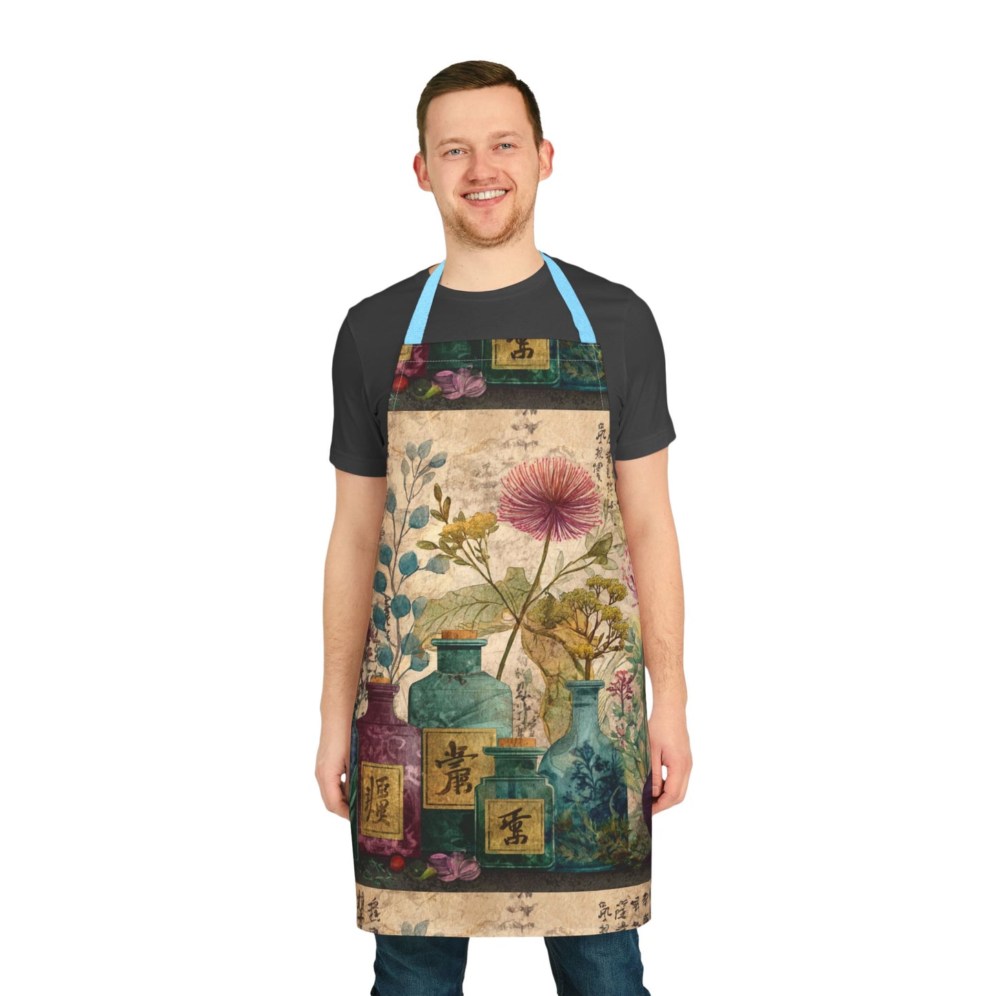 Japanese Botanical Art Apron, Colorful Kitchen Gift, Cooking Supplies, Gardening Apparel, Unique Hostess Present, Artisan Design