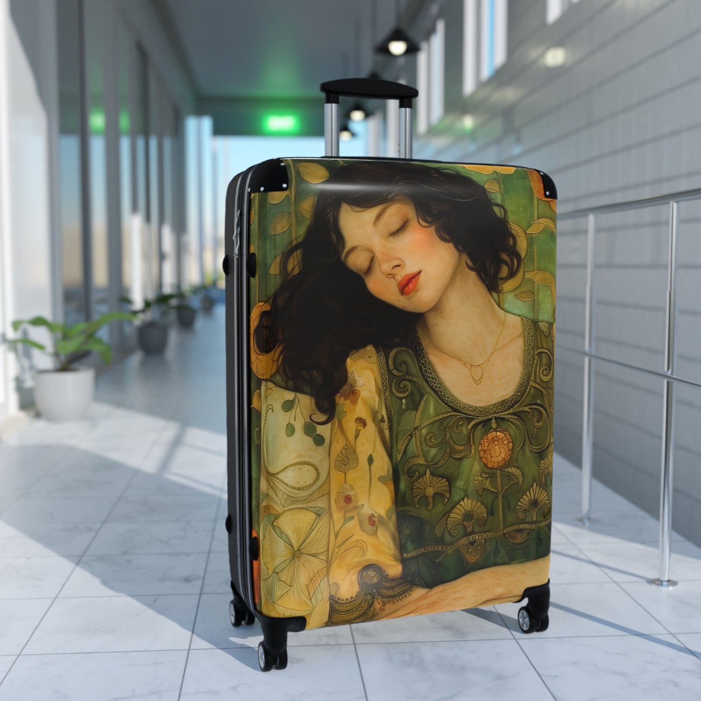 Artistic Klimt-Inspired Travel Suitcase, Stylish Personalized Carry-on Bag, Unique Bohemian Luggage Gift for Travelers - Rosetta Creative Boutique