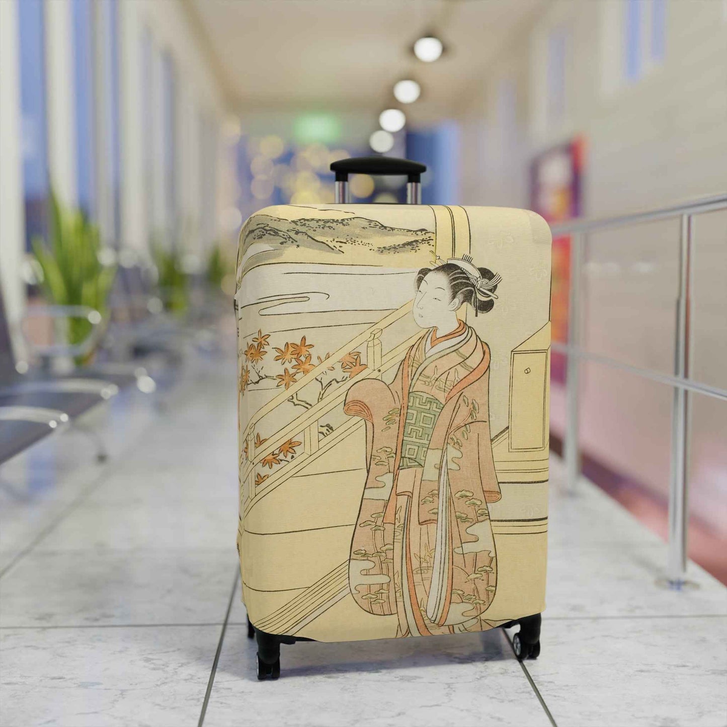 Japanese Painting Luggage Cover | Suitcase Protector Travel Accessory | Gift for Travelers & Wanderlust Decor by Rosetta Creative Boutique - Rosetta Creative Boutique