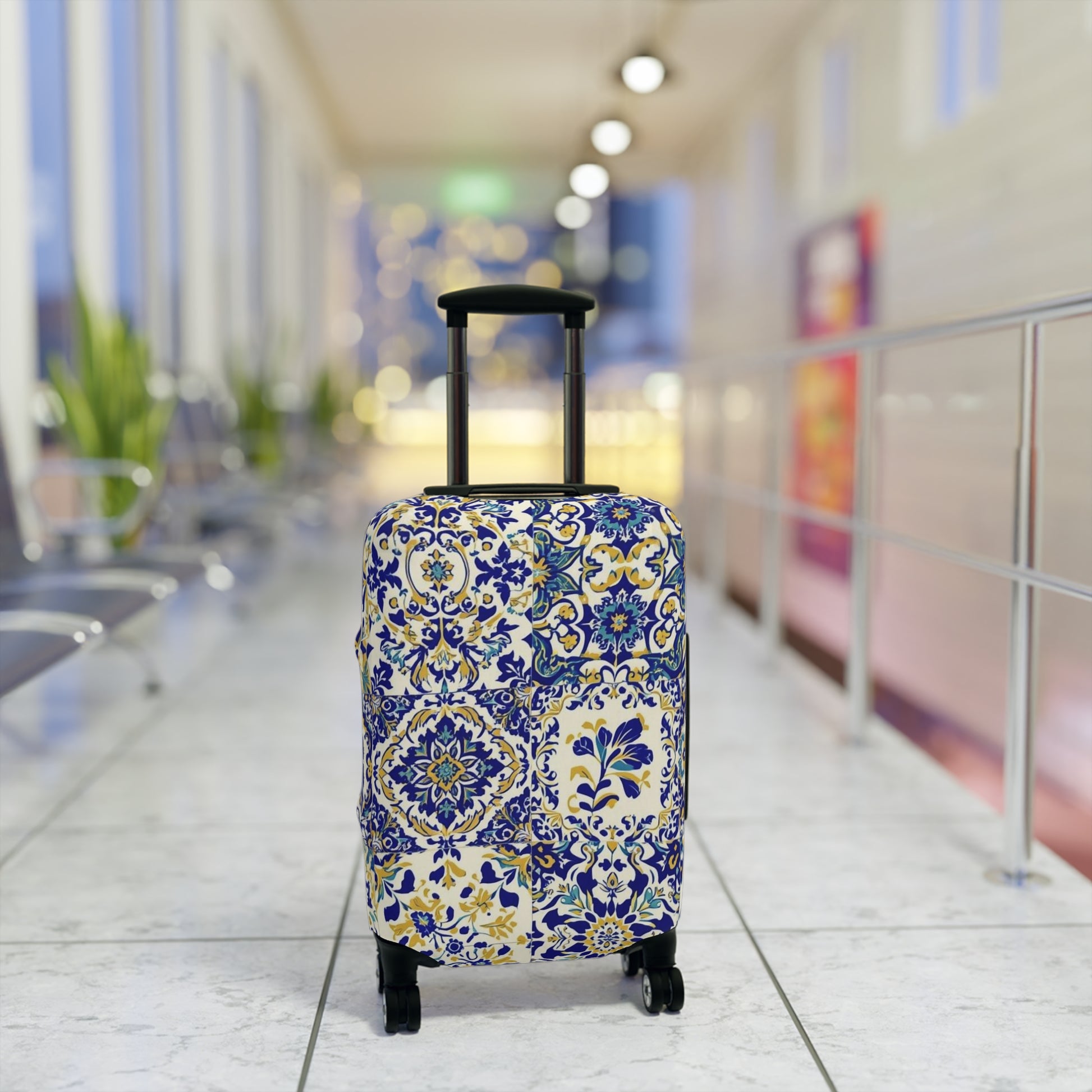 Luggage Cover Travel Accessory Floral Sicilian Design - Rosetta Creative Boutique