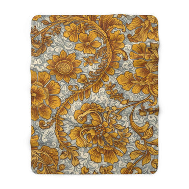 Cozy Floral Sherpa Fleece Blanket | Warm Throw for Home Décor, Gift for Coffee Lovers, Rustic Living Room, Winter Comfort